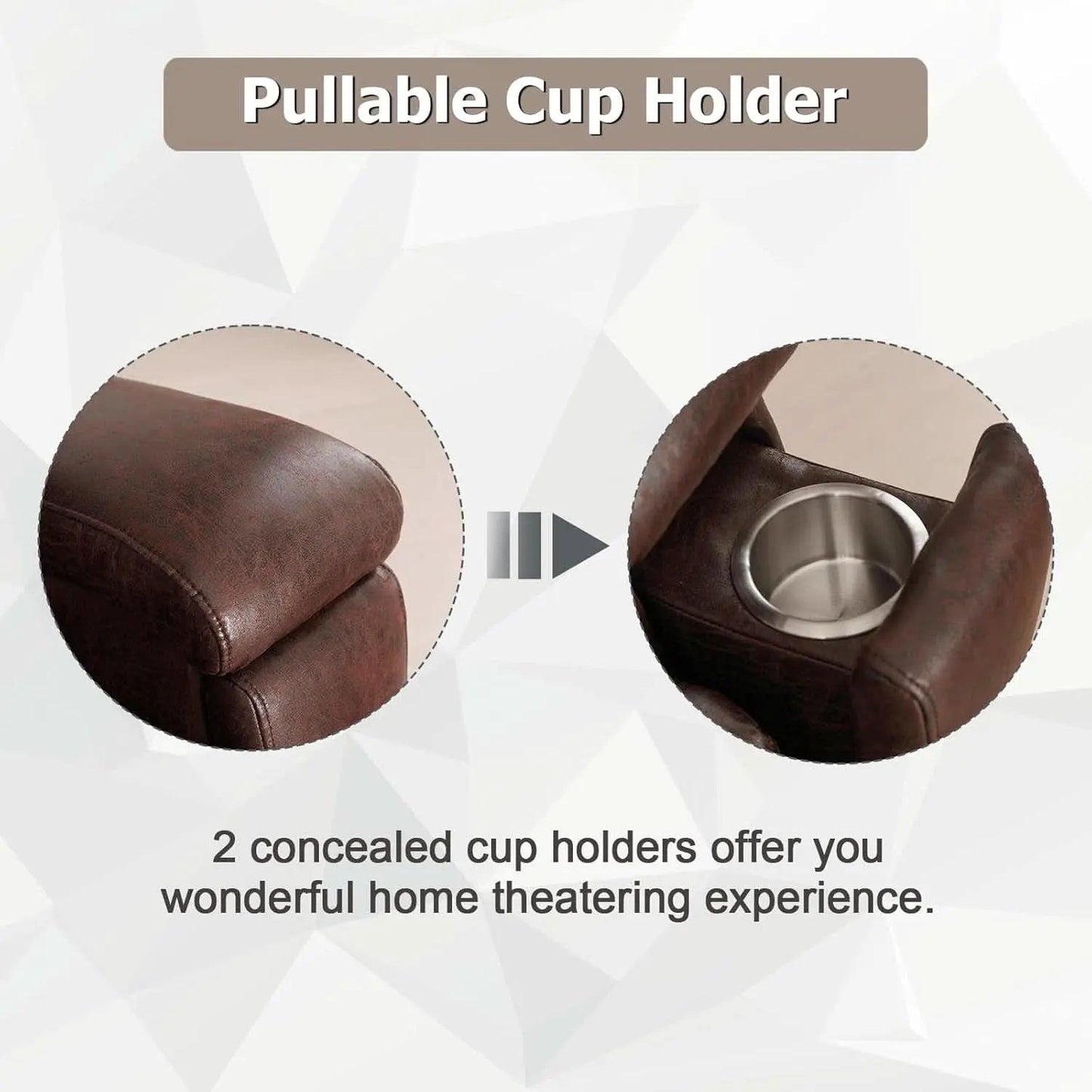 Leather Recliner Chair Red Brown With Concealed Cup Holders from PriceLows™