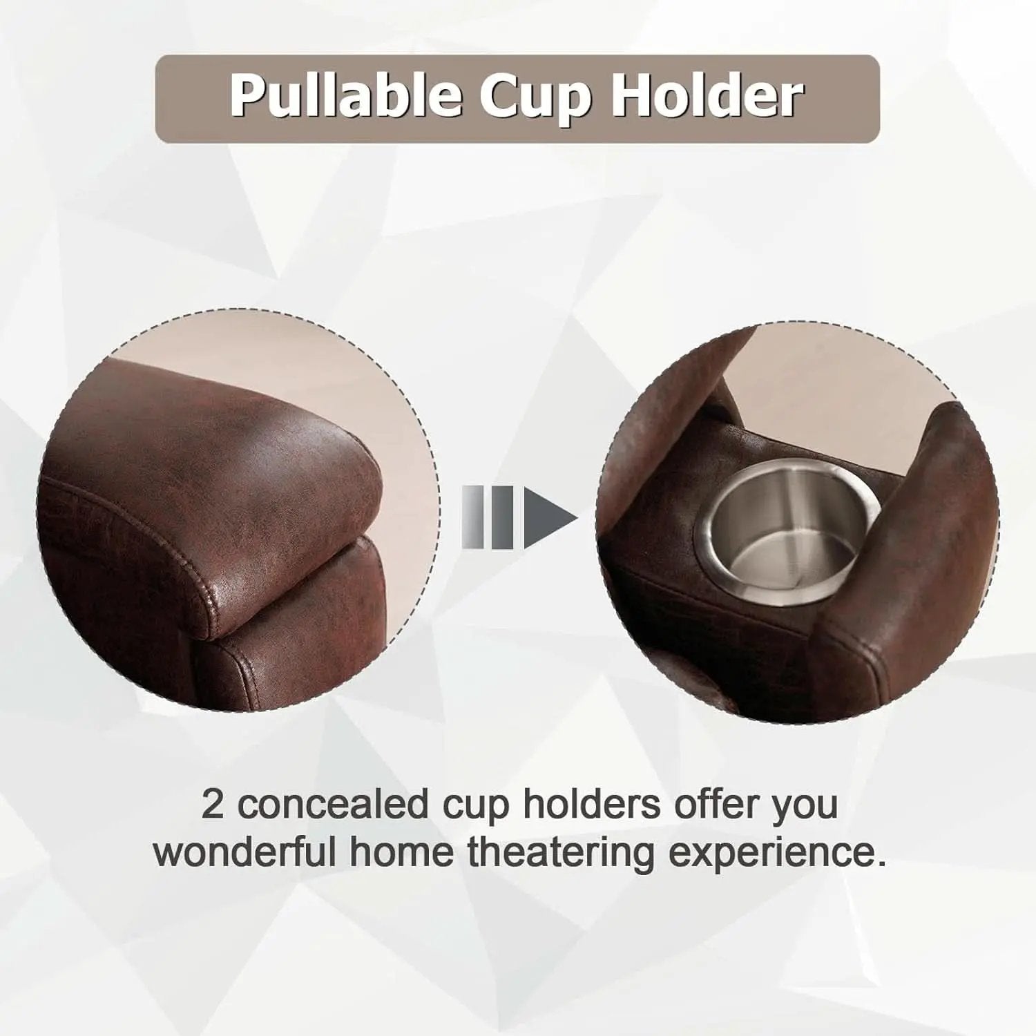 Leather Recliner Chair Red Brown With Concealed Cup Holders from PriceLows™