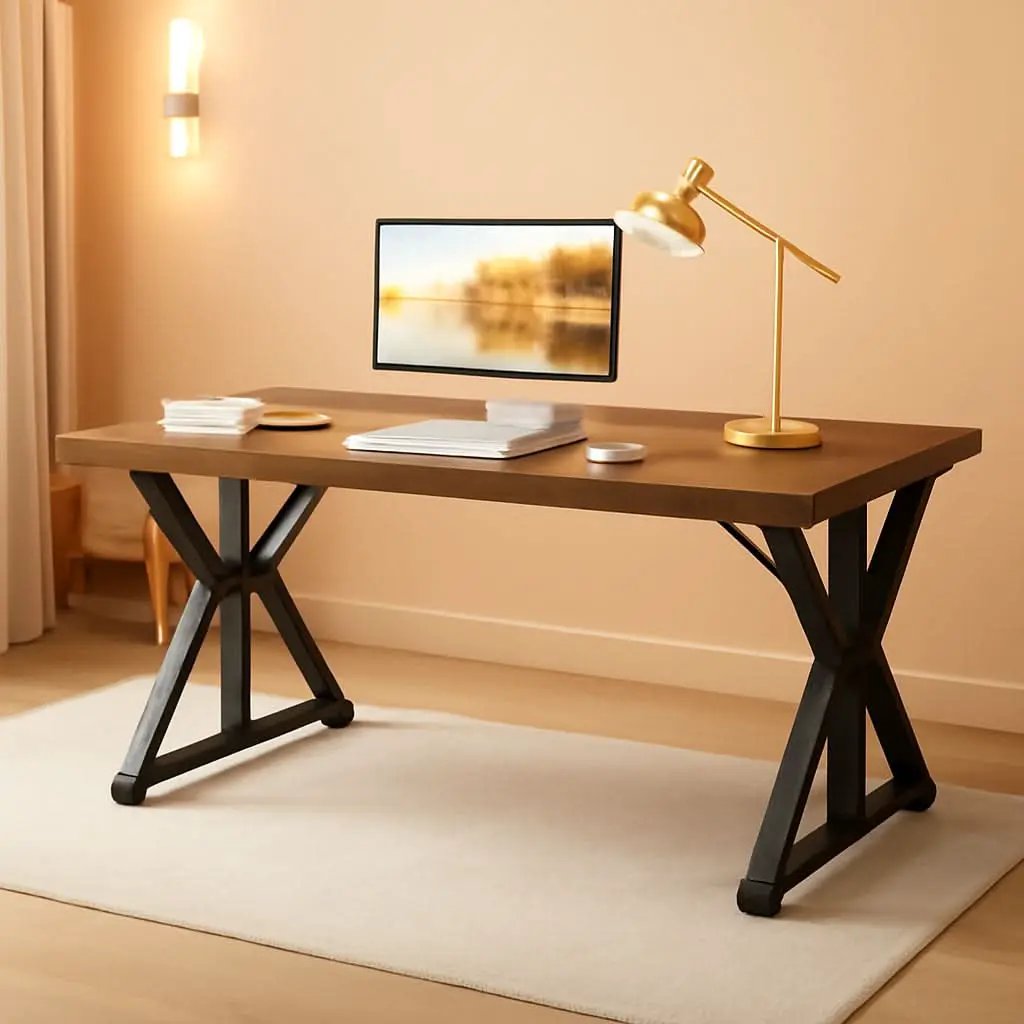 70.8 Inch Modern Executive Desk Brown Black Wood Office from PriceLows™