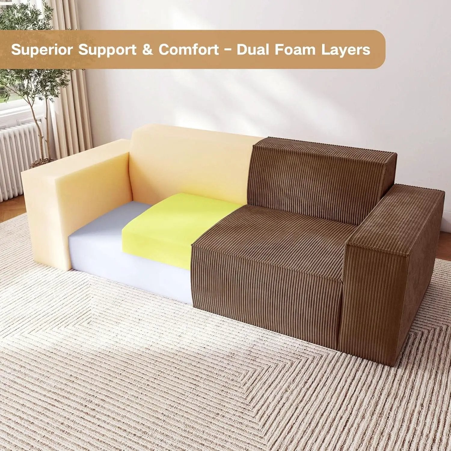 Sofa In A Box Memory Foam Brown Couch For Living Room from PriceLows™