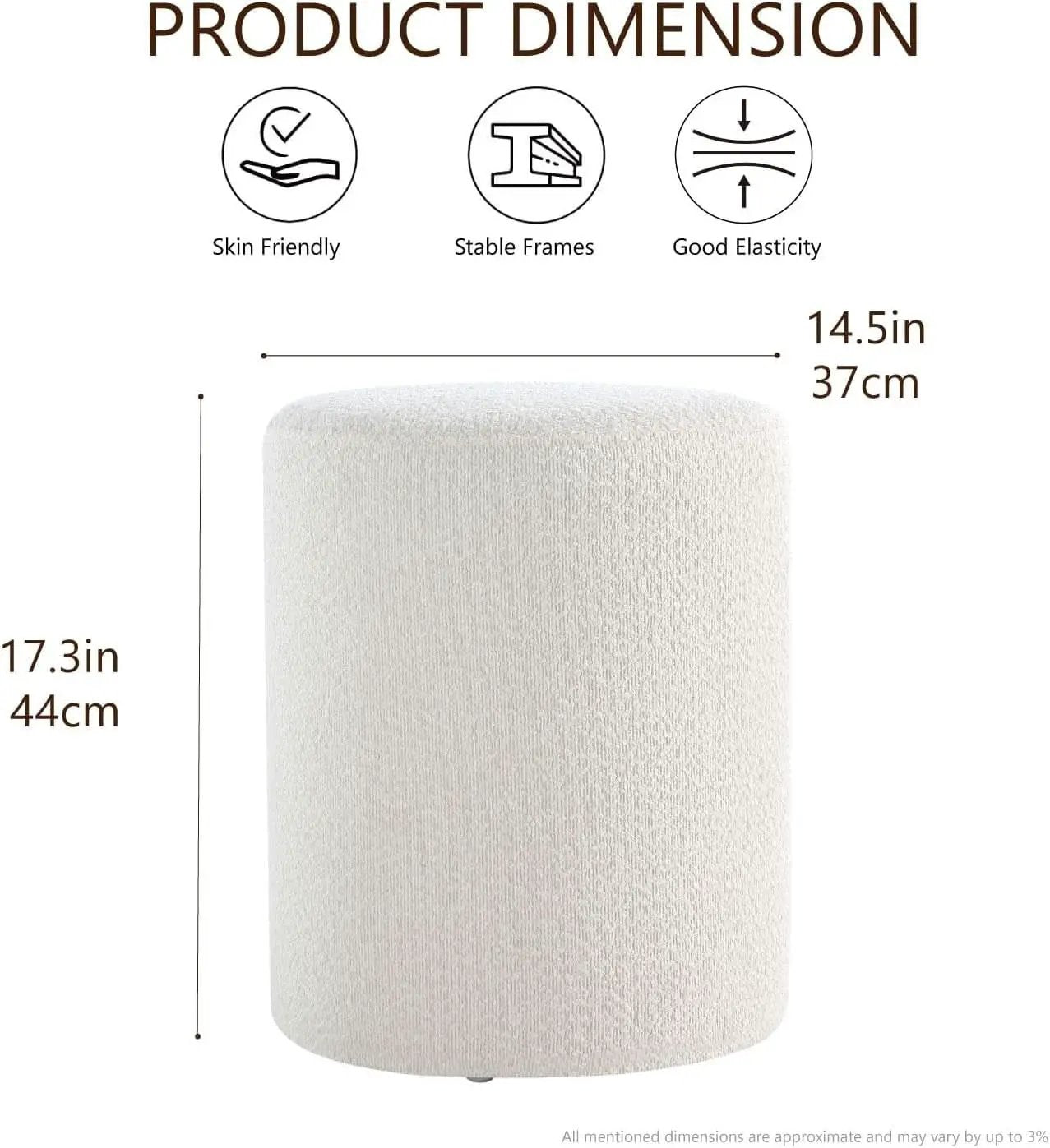 Round Velveteen Upholstered Ottoman With Padded Seat from PriceLows™