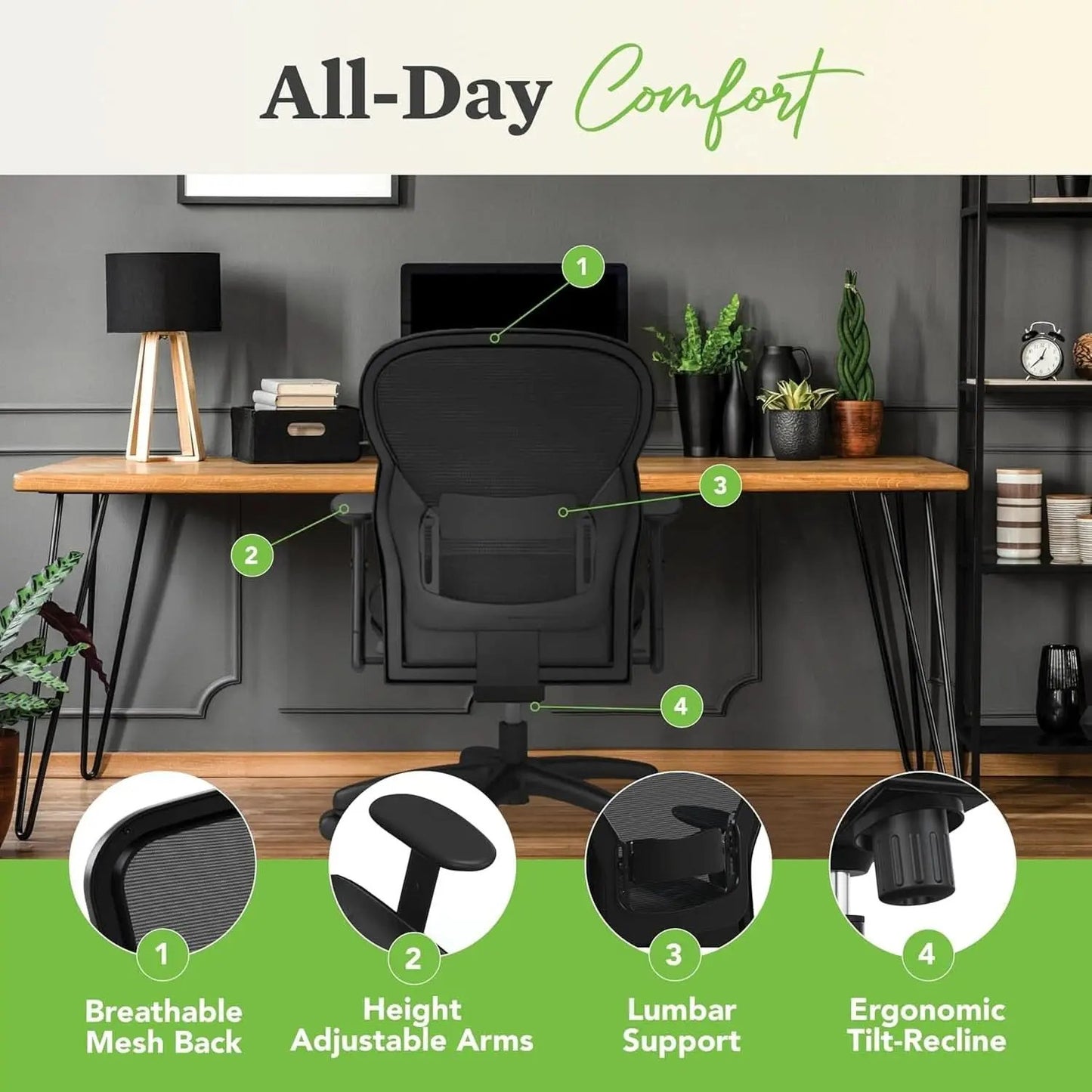 Wave High Back Ergonomic Office Chair Leather Seat from PriceLows™