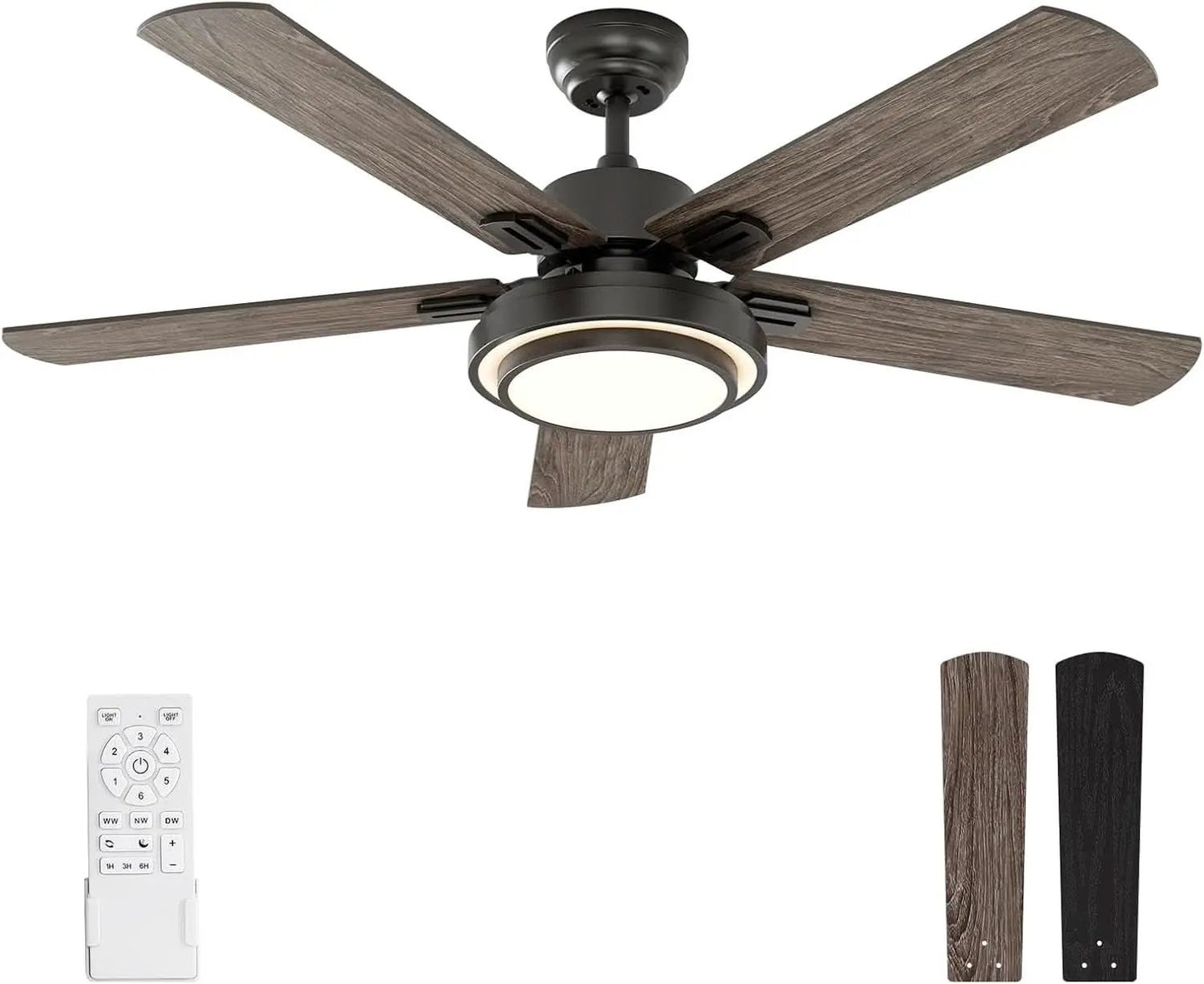 52 Inch Ceiling Fan With Light Remote Control Dimmable LED from PriceLows™