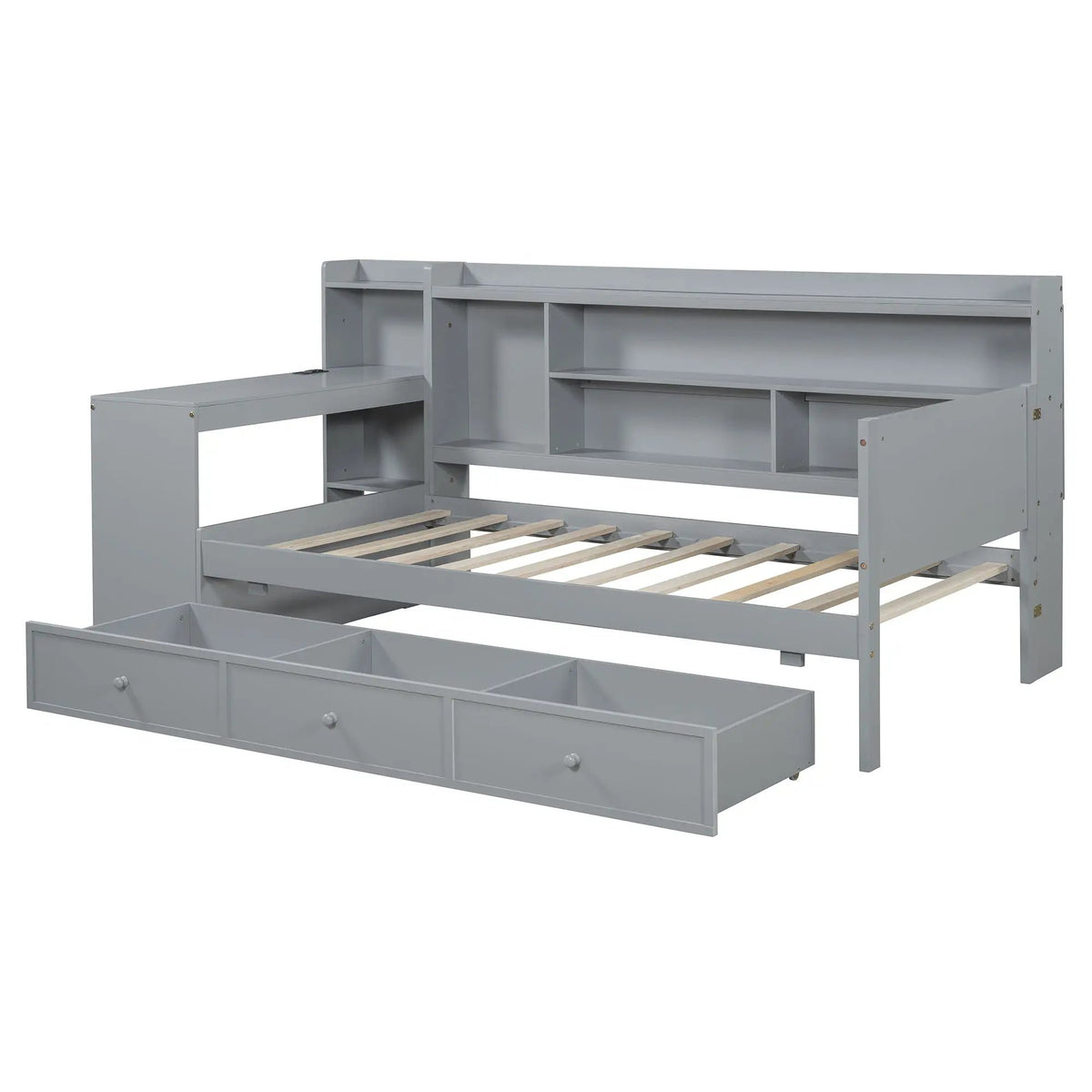 Pine Wood Daybed | 3 Drawers | USB Ports | Built-In Desk
