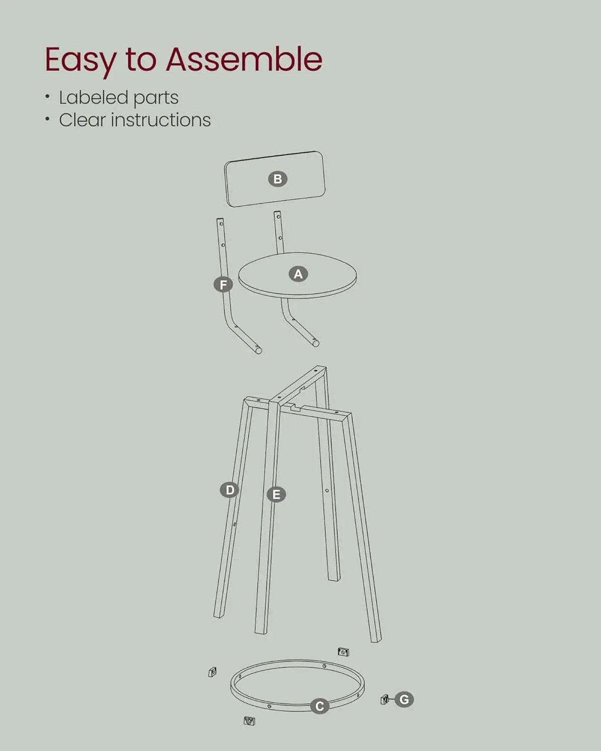 29.7 Inch PU Bar Stools Set Of 2 With Backrest And Footrest from PriceLows™