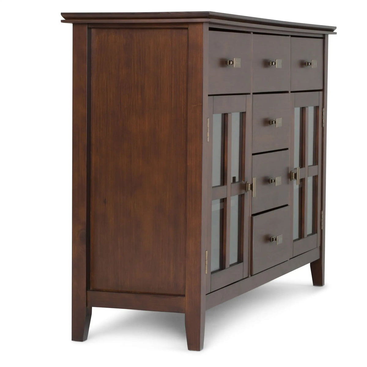 Artisan Sideboard Buffet | Handcrafted Solid Wood | 6 Center Drawers | Metal Glides