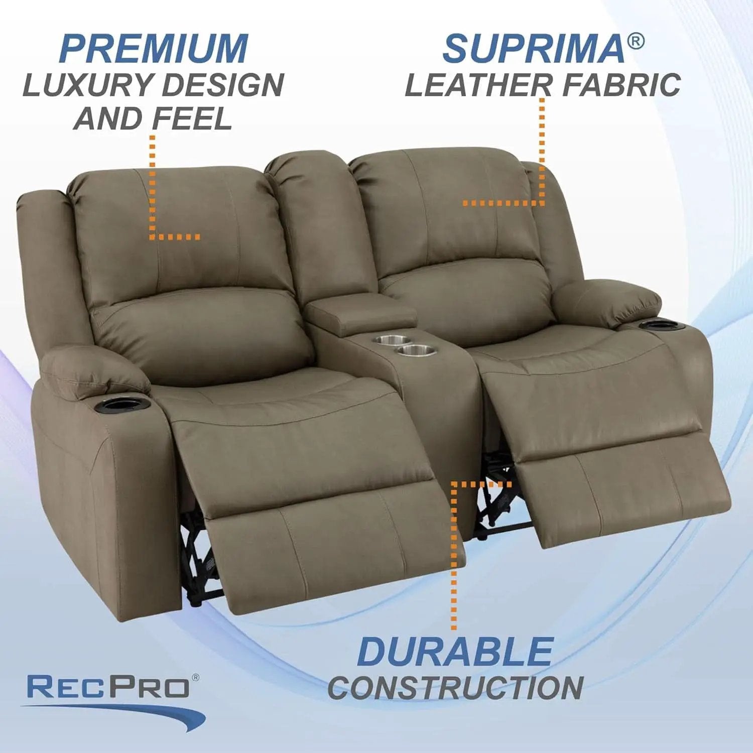 67 Inch Putty Powered RV Wall Hugger Recliner Sofa from PriceLows™
