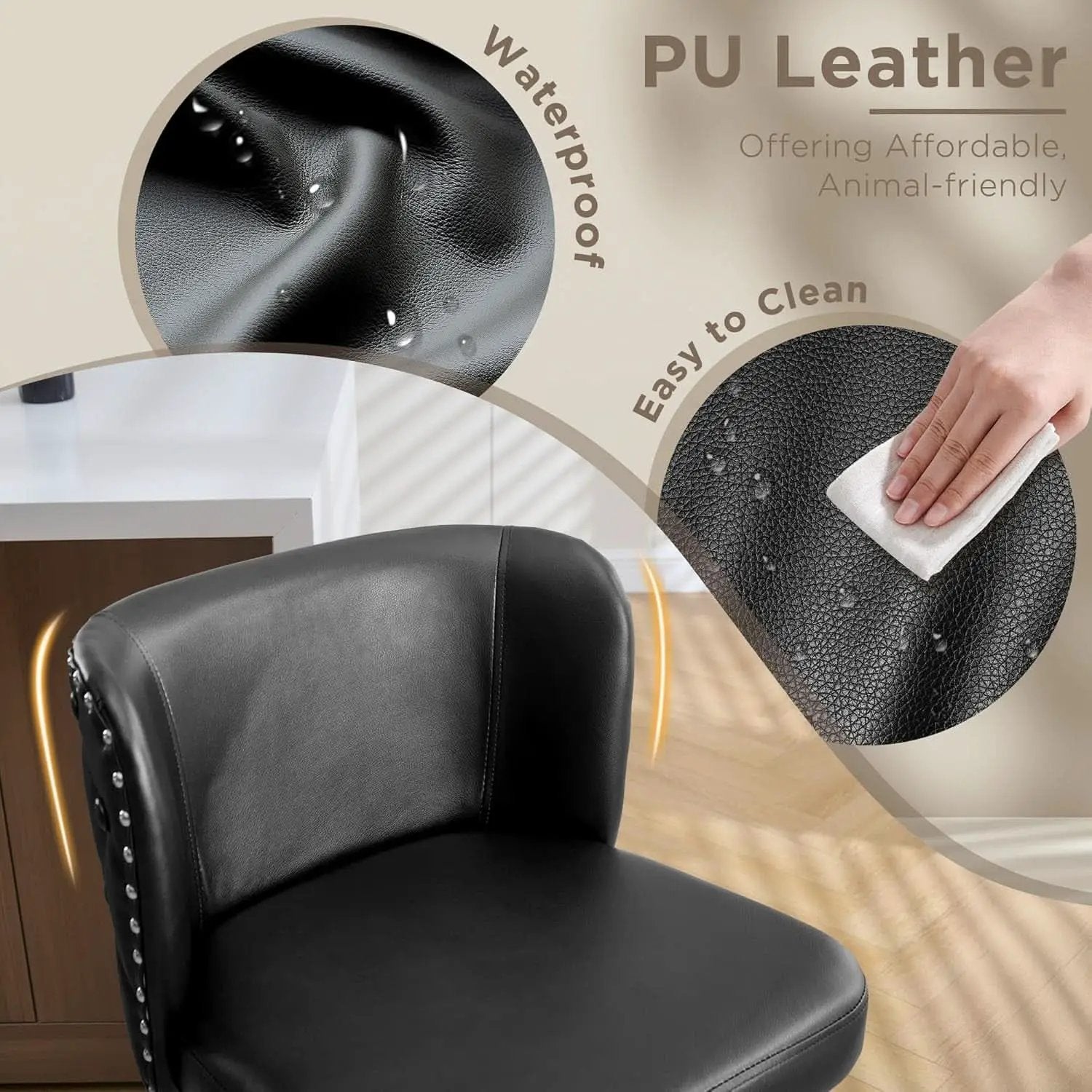 Swivel Bar Stool Set of Three with Faux Leather from PriceLows™