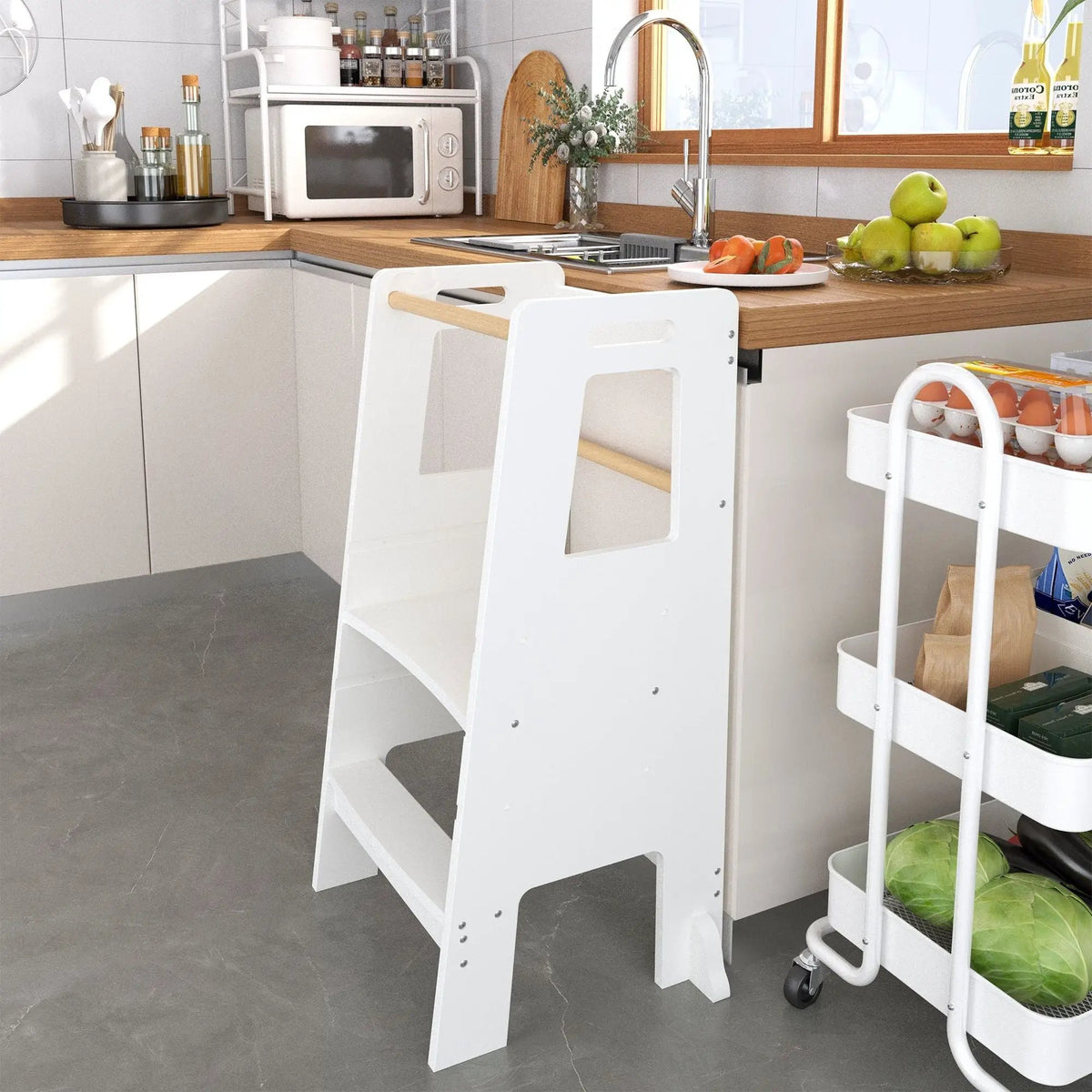 Toddler Standing Tower | Kitchen Step Stool | Adjustable Height | Removable Front Bar