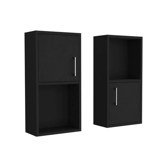 Wall Mounted Bathroom Medicine Cabinet Eak Two Doors, Two Shelves - | 6.2 x 11.8 x 23.6 in | Bathroom Furniture | Black
