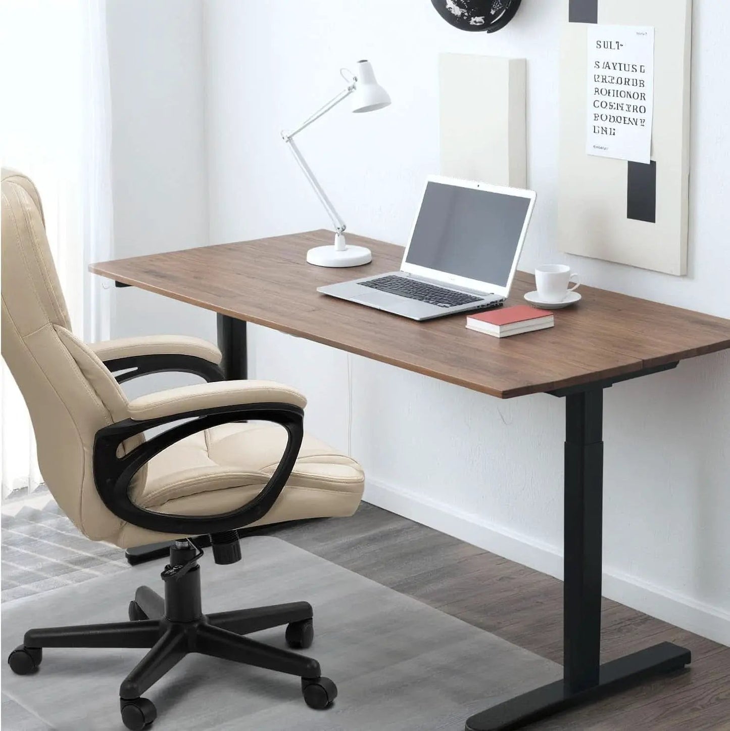 Beige High Back Office Chair With Adjustable Height And Lumbar Support from PriceLows™