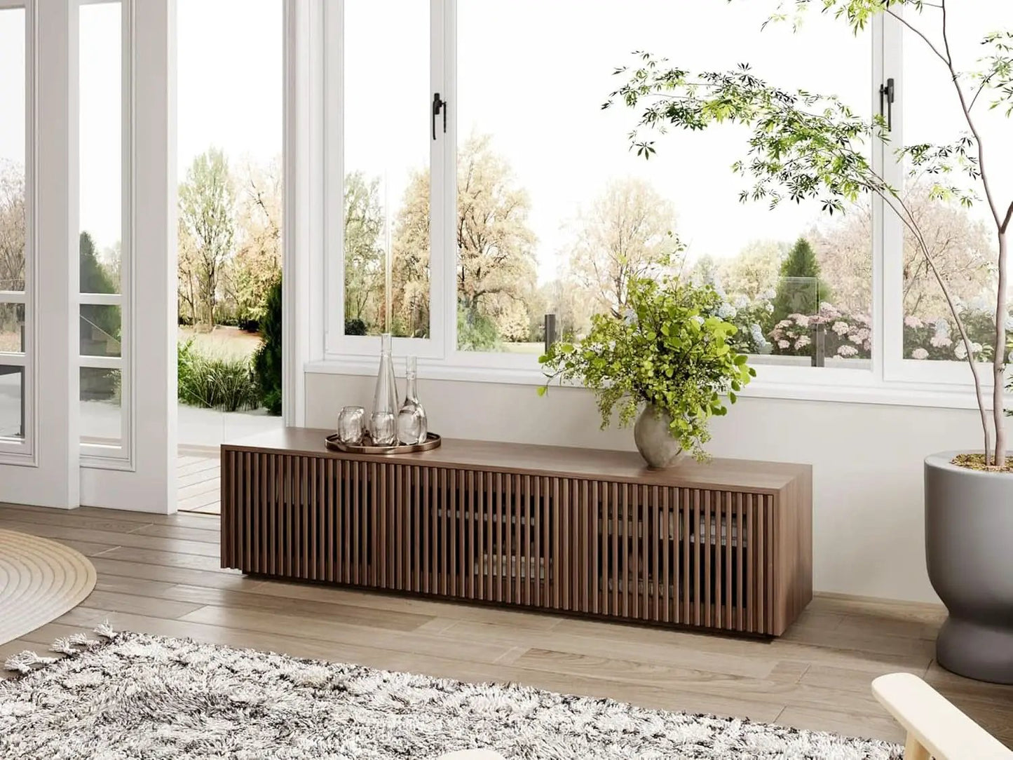 Mid Century Modern TV Stand Solid Wood Console 65 Inch TV from PriceLows™