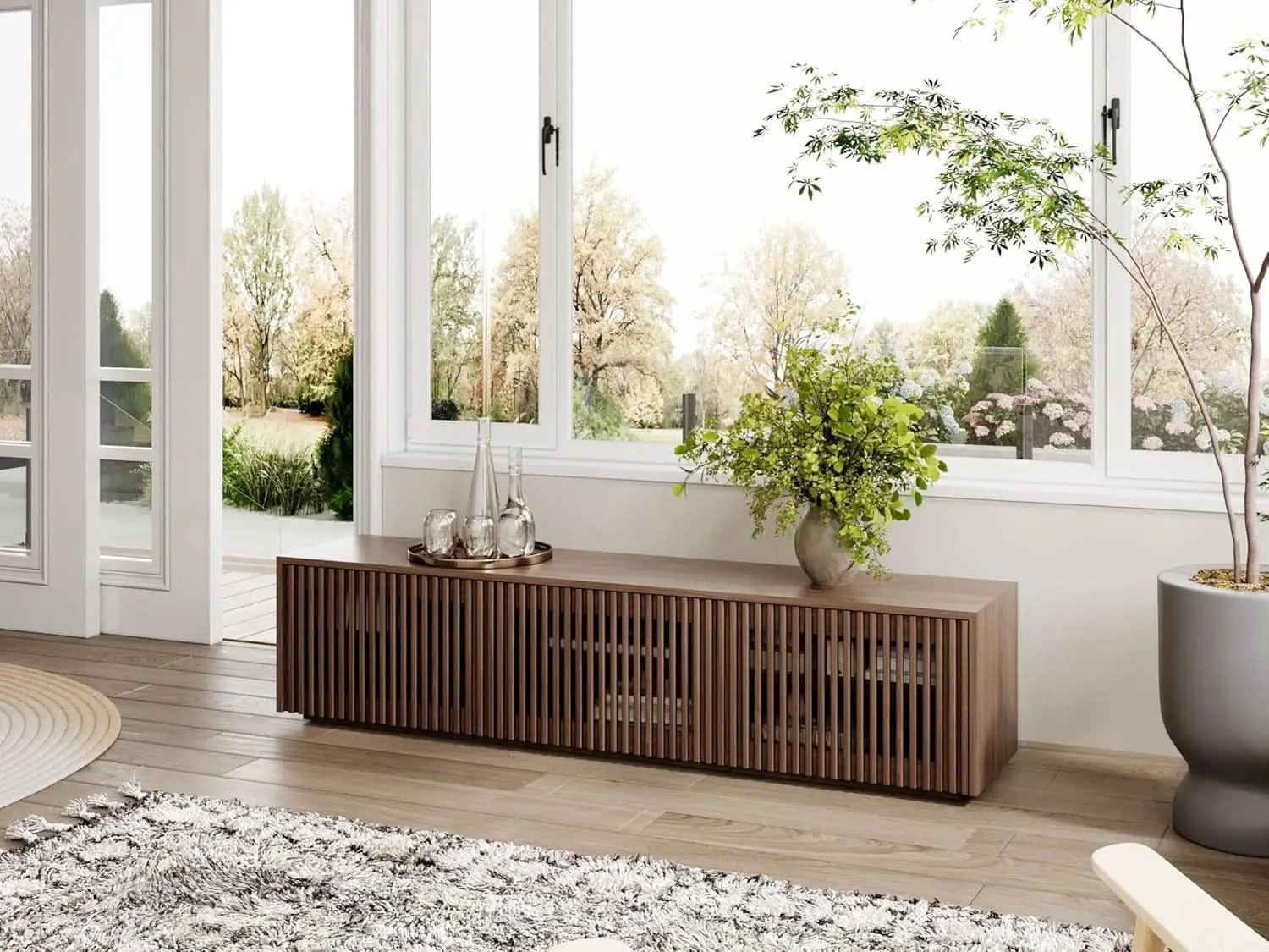 Mid Century Modern TV Stand Solid Wood Console 65 Inch TV from PriceLows™
