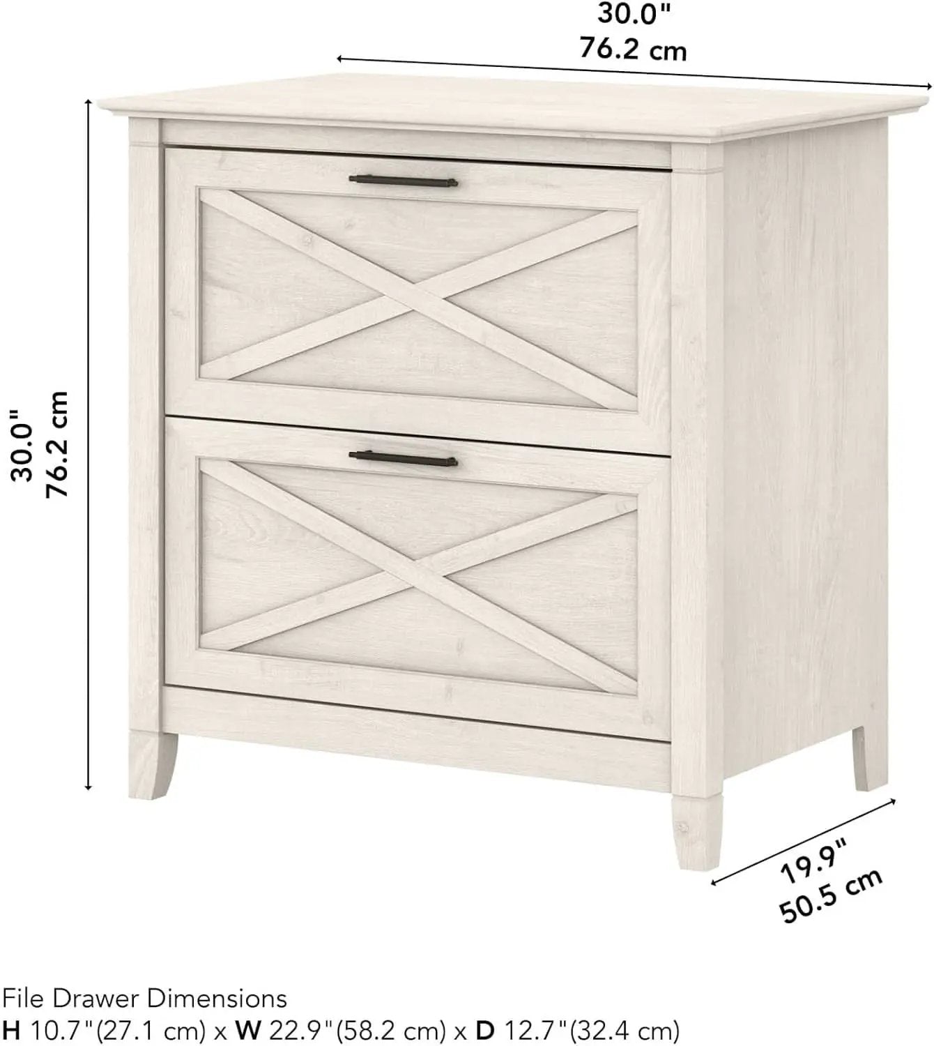 Key West 2 Drawer Lateral File Cabinet Linen White Oak from PriceLows™
