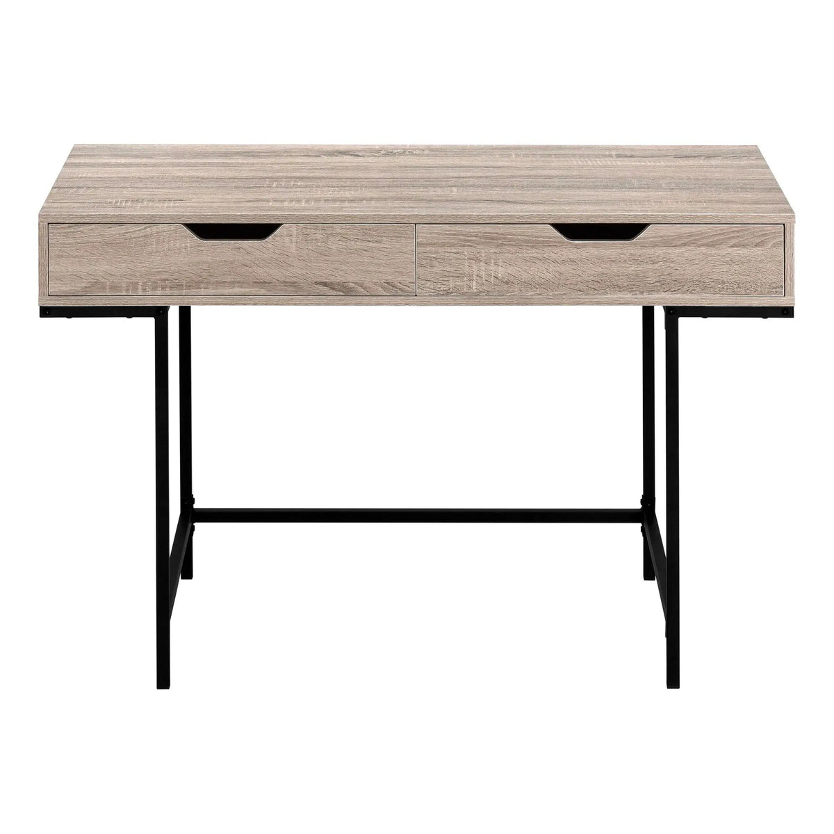 Stone-Look Computer Desk | Two Storage Drawers | Metal Base | 47.25 Inch Length