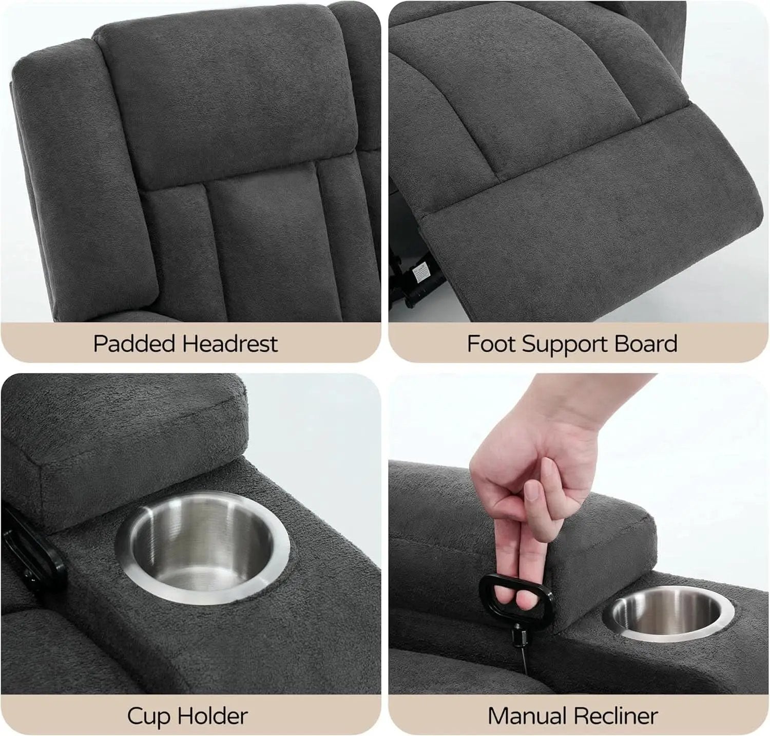 Dark Gray Two Seat Recliner Loveseat With Cup Holders from PriceLows™