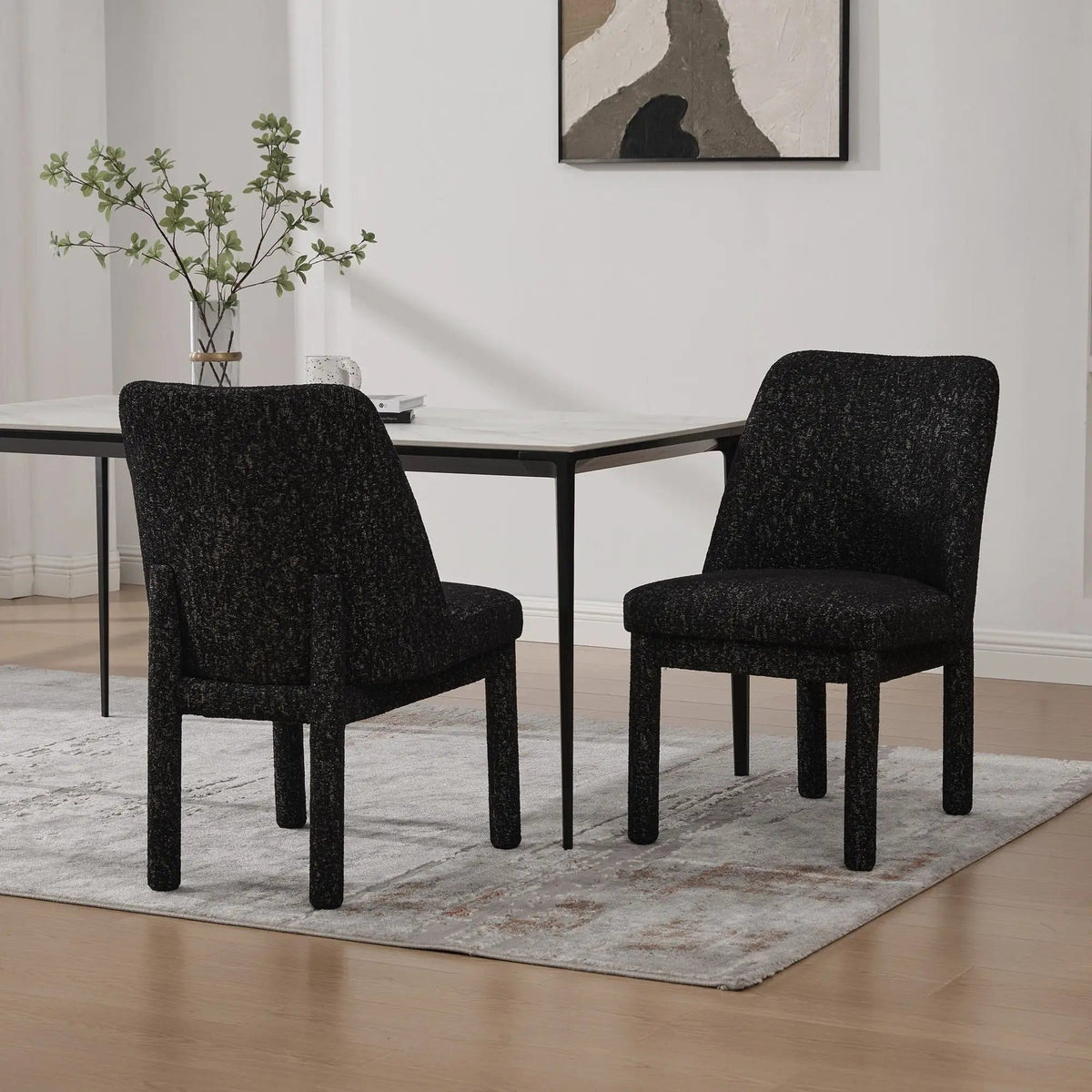 Wide Minimalist Dining Chair Chair Set | Chair Set | Rubberwood & Fabric | Dining Room