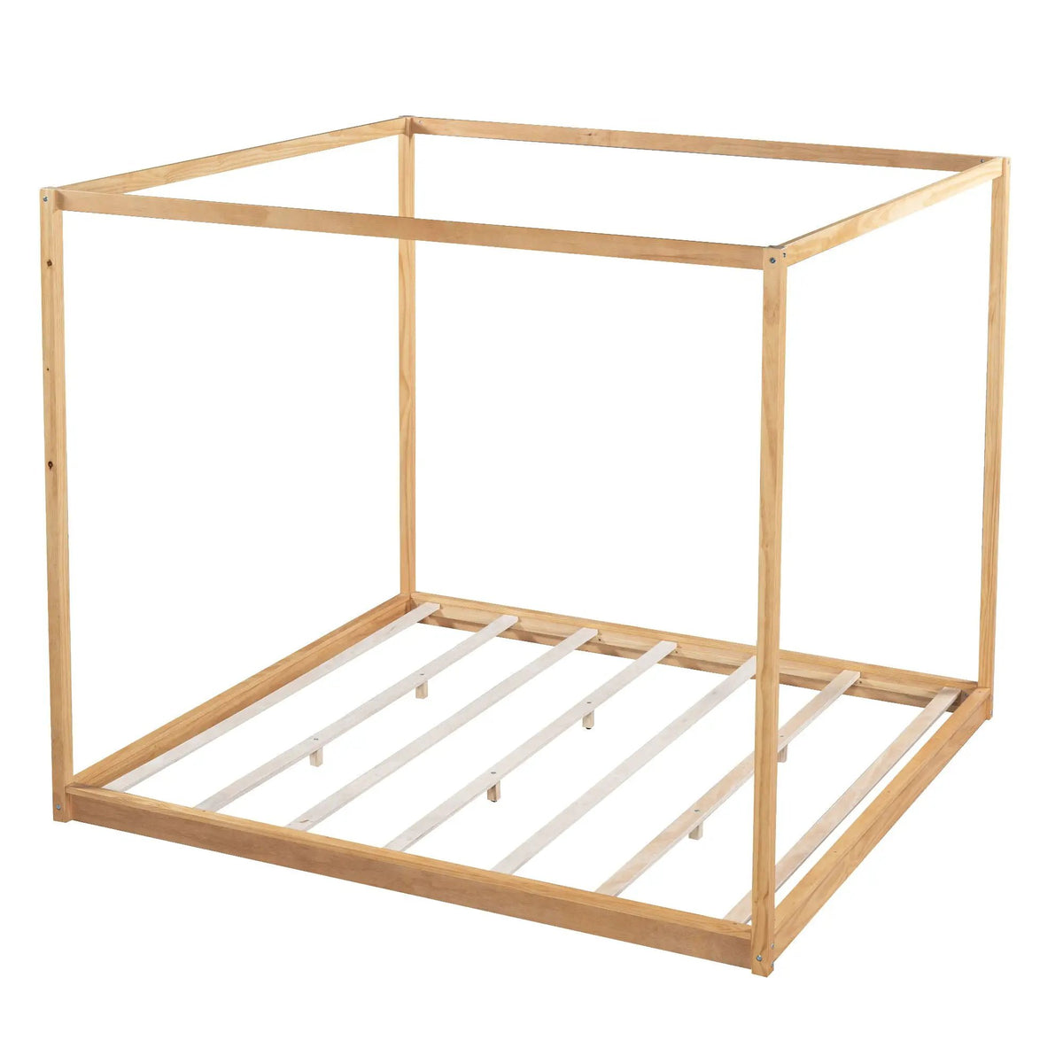 Canopy Platform Bed | Solid Pine Wood | Airflow Slats