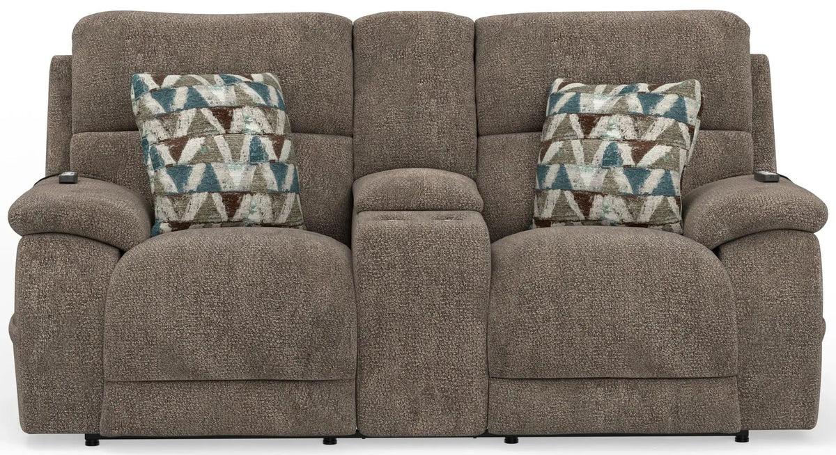Joya Power Headrest Power Lay Flat Reclining Console Loveseat With CR3 | 2 Pieces | Living Room Furniture | Living Room