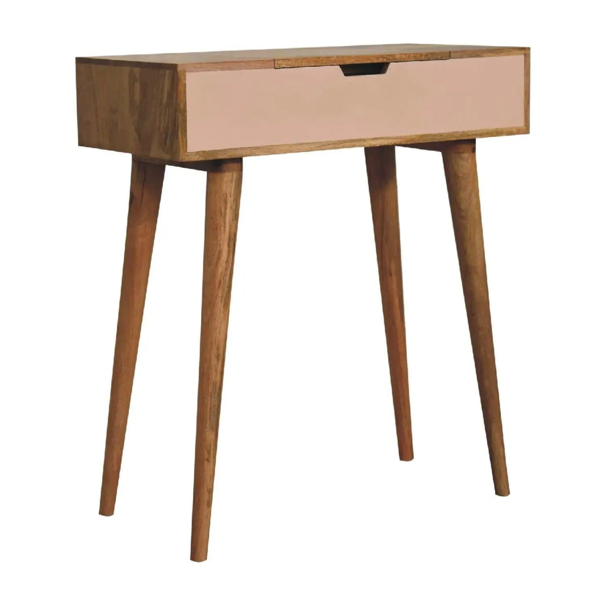 Mini Dressing Table - Vanity & Mirror | 27.56 x 13.78 x 30.71 in | Mango Wood | Pink