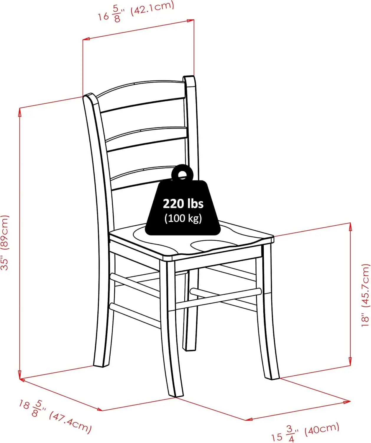 Light Oak Ladder Back Dining Chair Set 2 Piece Wood Chairs from PriceLows™