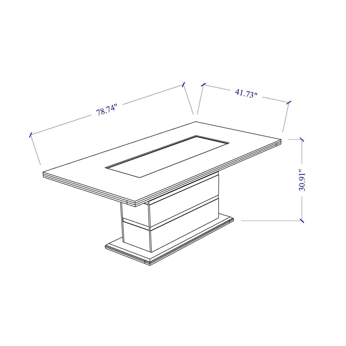 Ariya Dining Table | 79 Inch Width | High Gloss Finish | Glitter Detailing