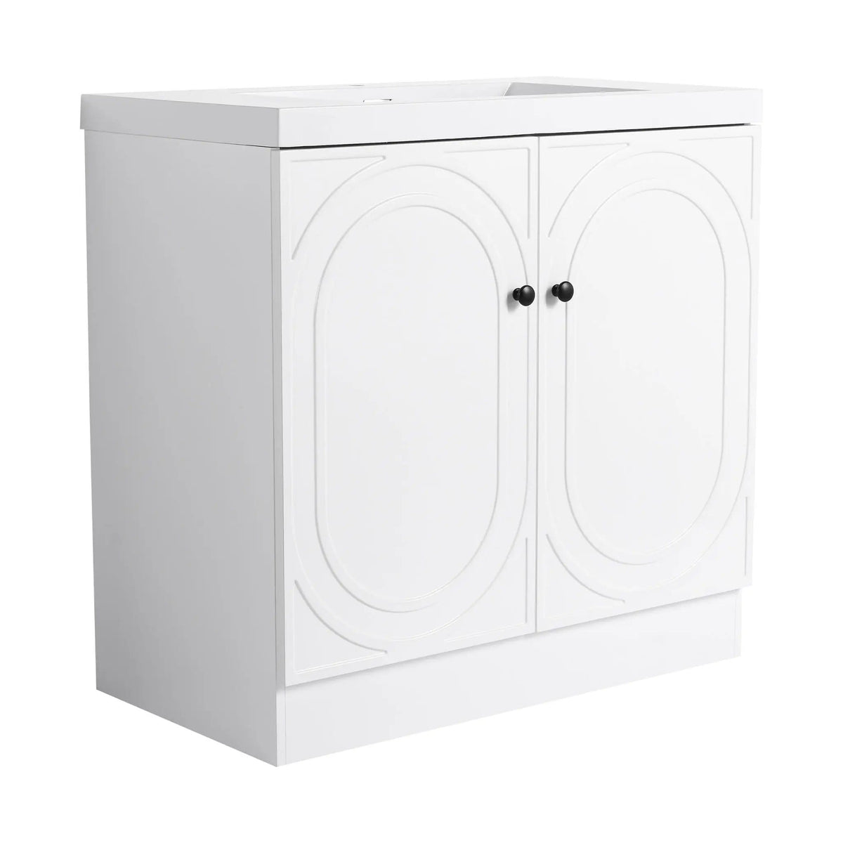 Contemporary Freestanding Bathroom Vanity With Resin Sink & Soft-Close Cabinet Doors | 7 Pieces | Stainless Steel & Plywood | Bathroom