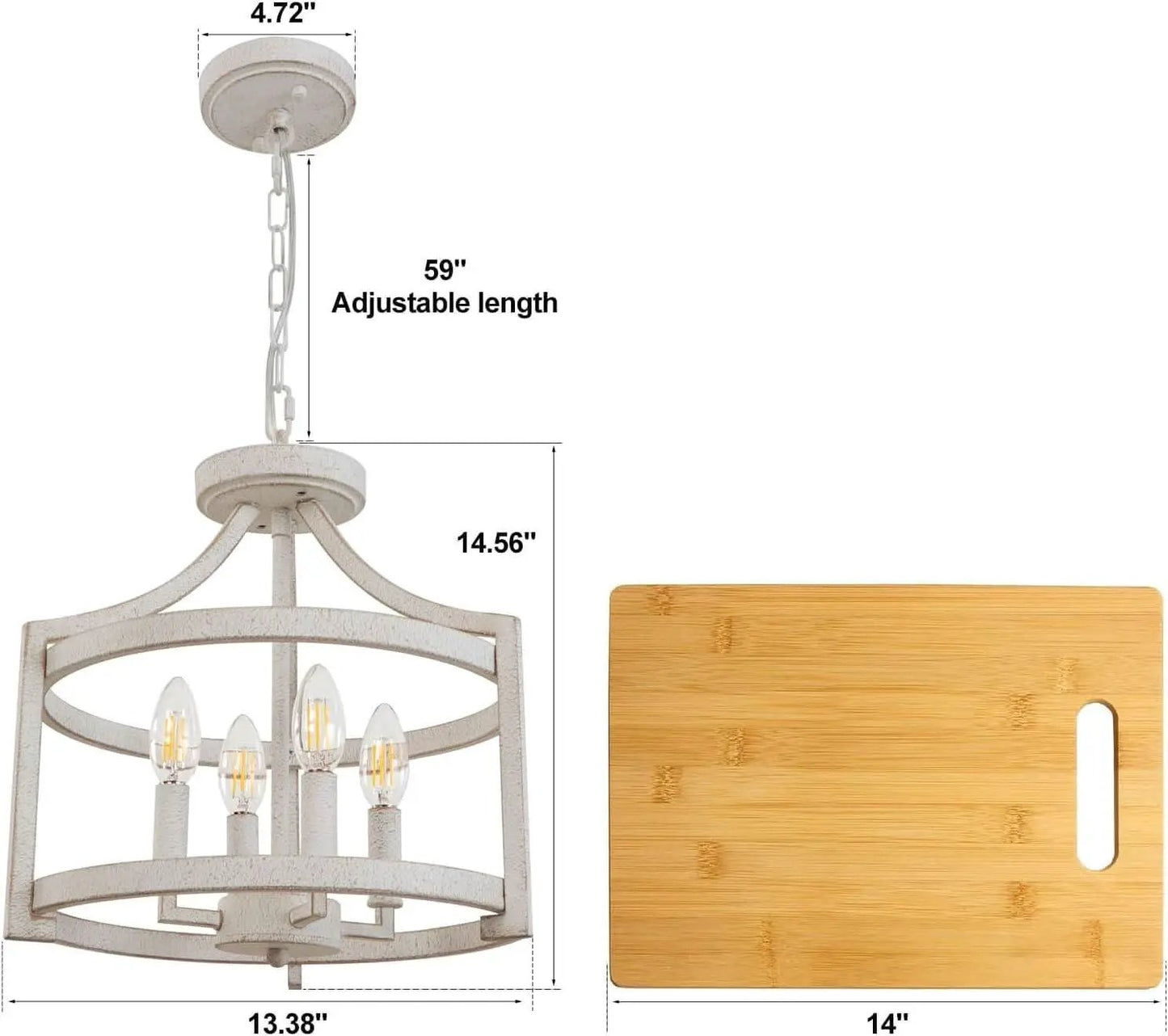 Distressed White 4 Light Farmhouse Chandelier Convertible Mount from PriceLows™