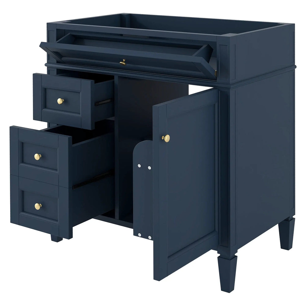 Bathroom Vanity | 3 Drawers | Blue Finish | Tip Out