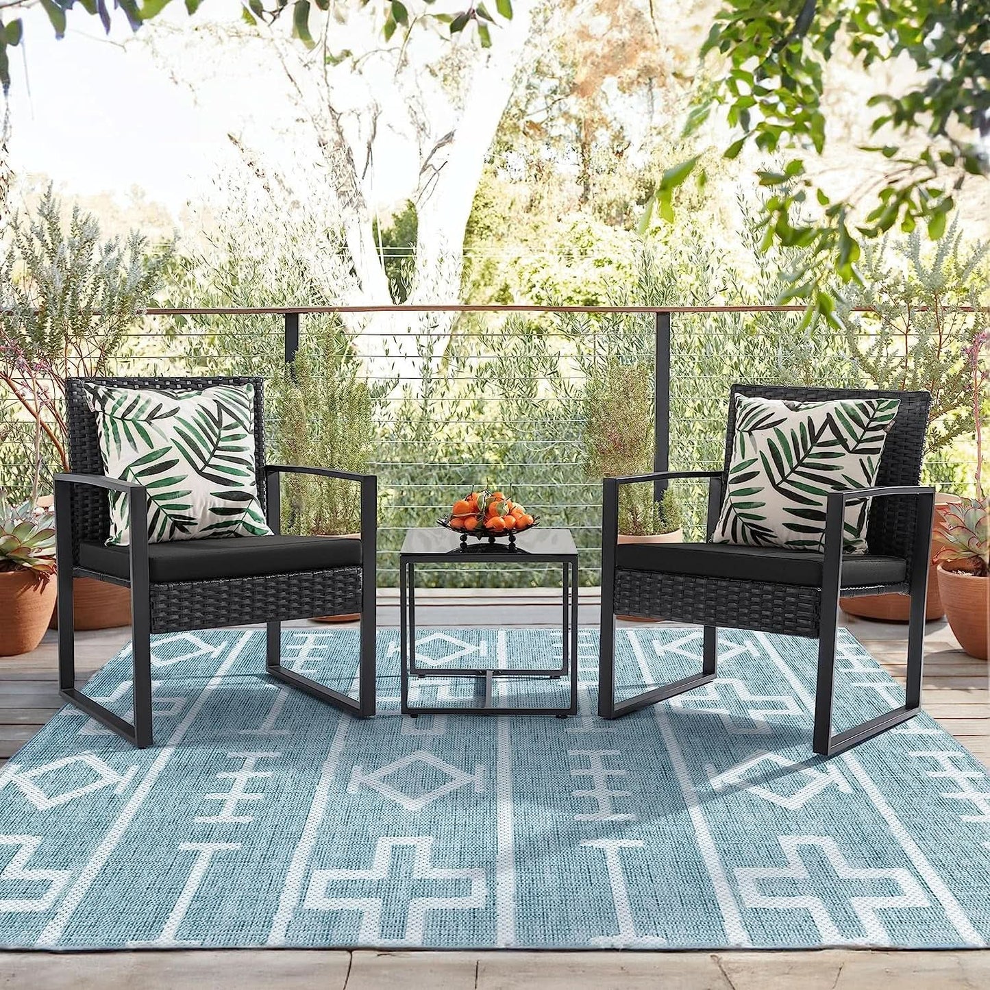 Black Cushioned Outdoor All Weather Patio Conversation Set from PriceLows™