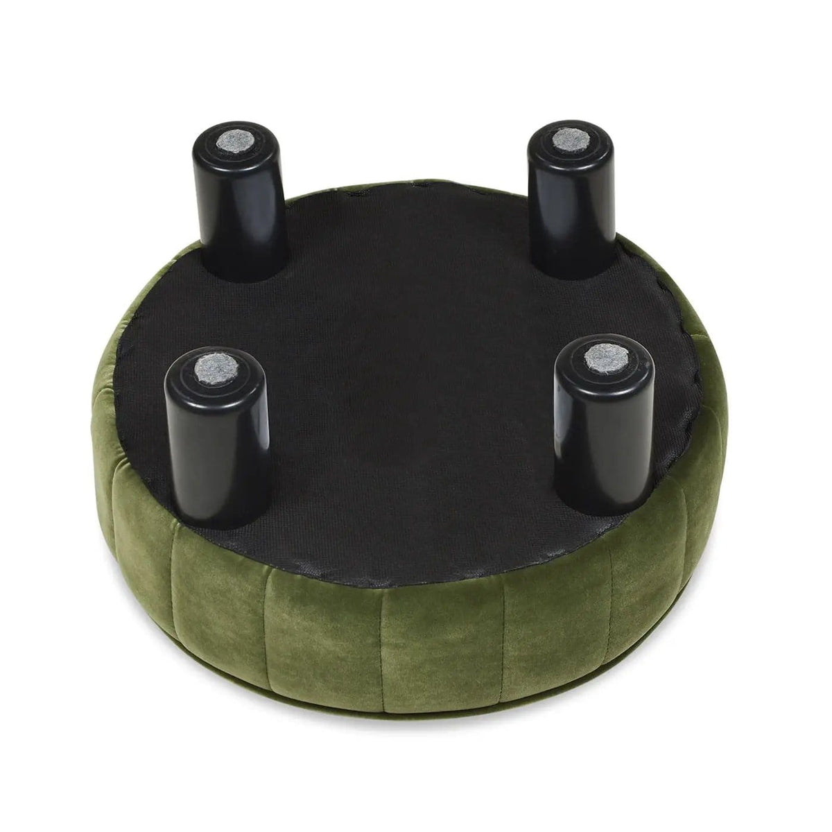 Riley Round Footstool Ottoman | 16 x 16 x 9 in | Fabric & Plywood | Olive Green