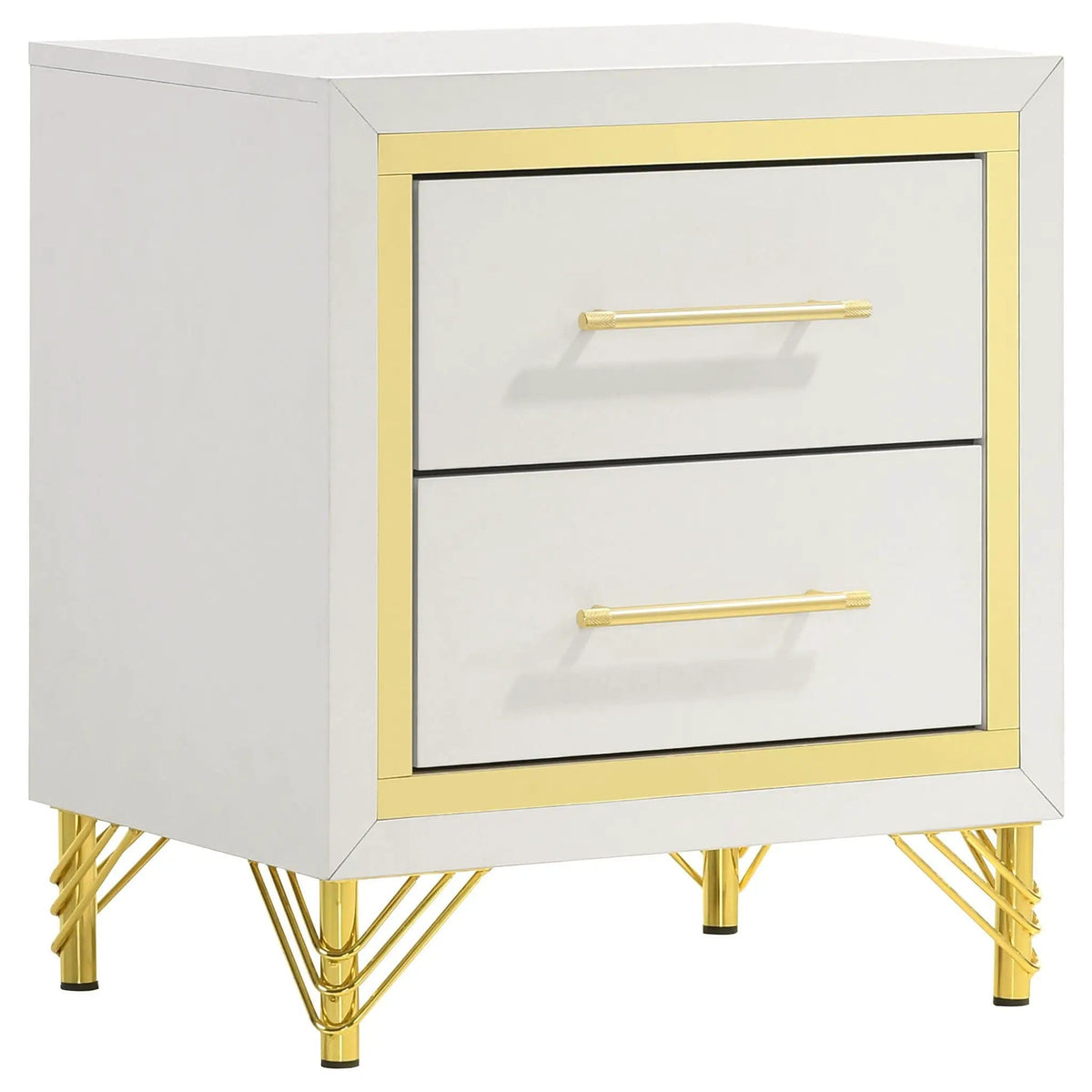 Lucia 2-drawer Nightstand Bedside Table | 21.75 x 17.25 x 24.25 in | Metal | White