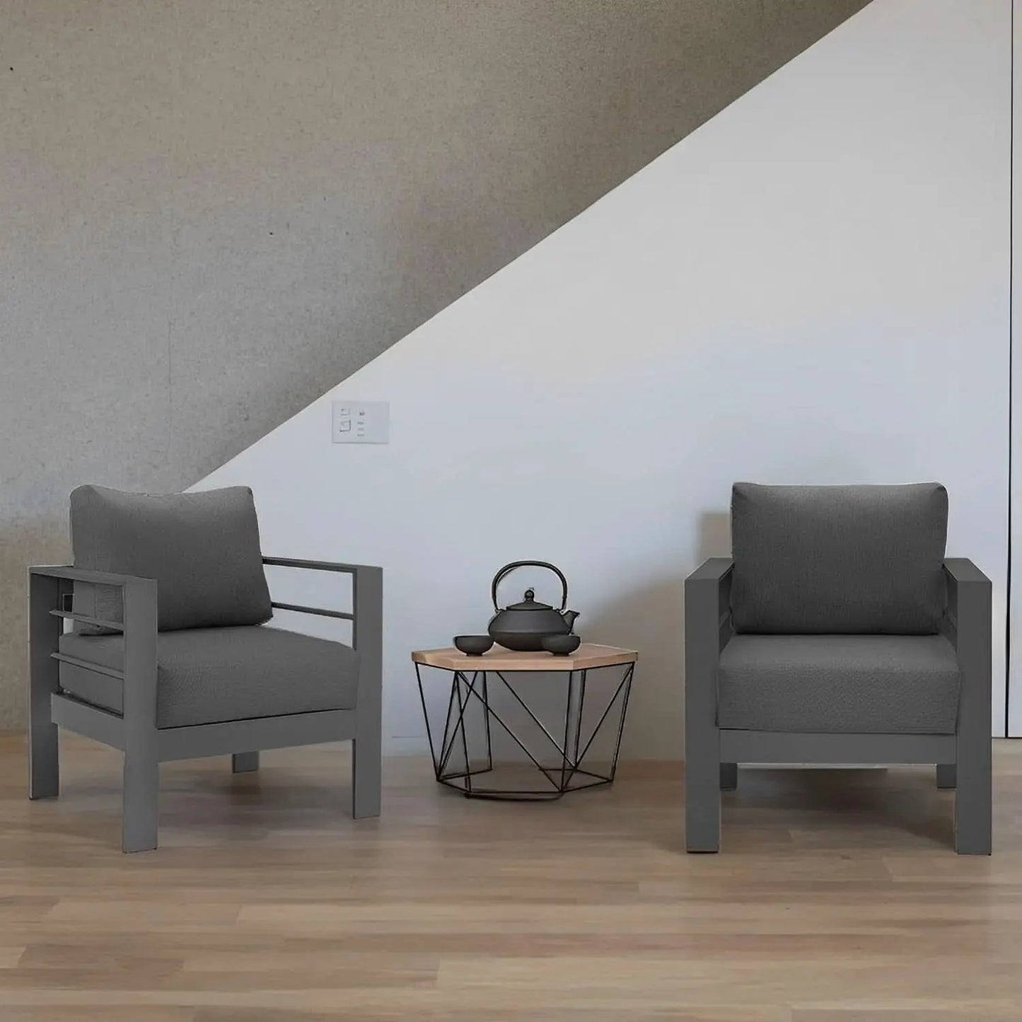 All-Weather Outdoor Metal Armchair Set with Cushions from PriceLows™