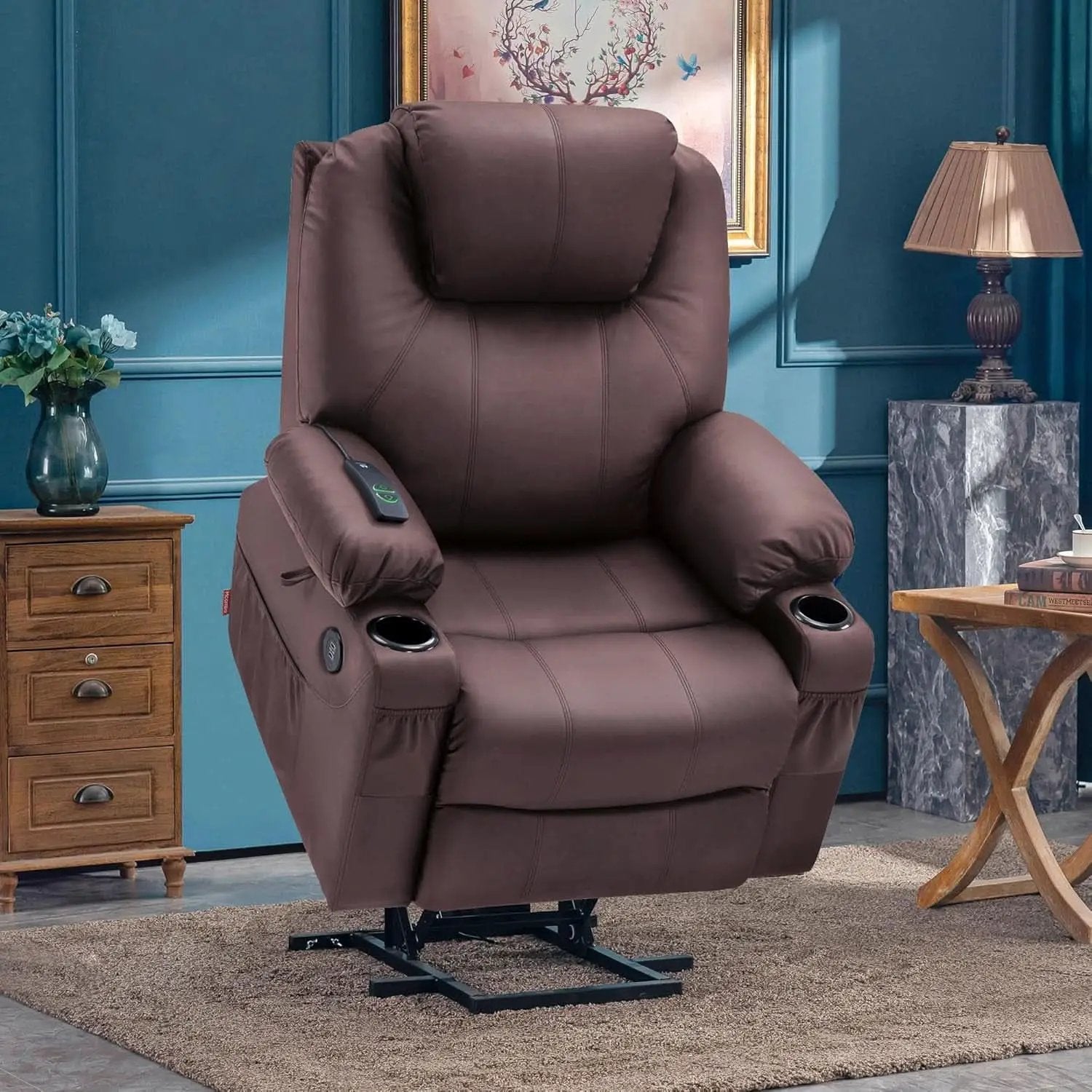 Electric Power Lift Recliner Chair Brown With Massage from PriceLows™