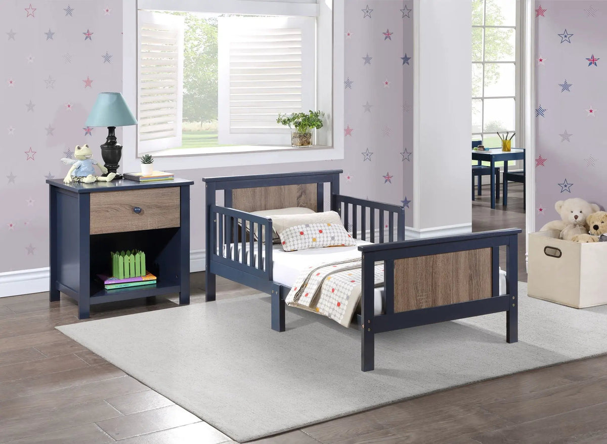Connelly Reversible Panel Toddler Bed | Low Profile | Twin Bed Style | 53.75 Inch Length