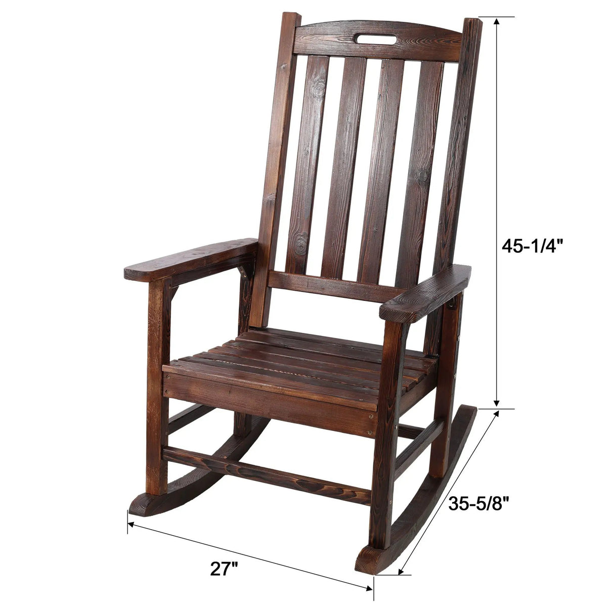 Oversized Porch Rocker Chair | 21 Inch Wide Seat | Tall Backrest | Fir Wood Construction