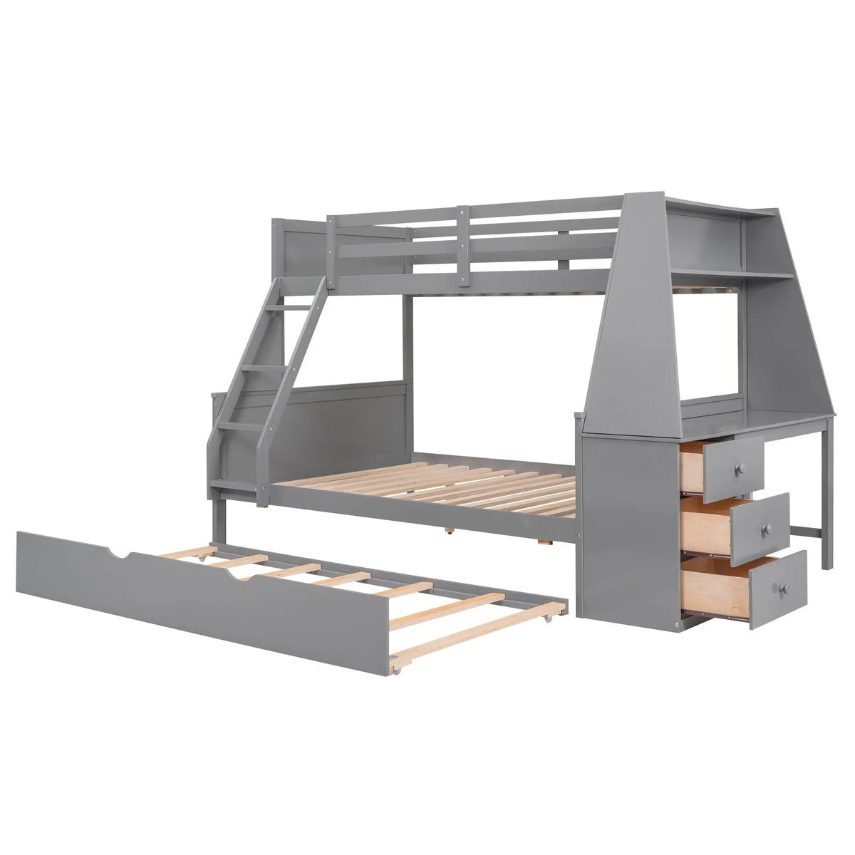 Bunk Bed | Trundle | Integrated Desk | 3 Storage Drawers