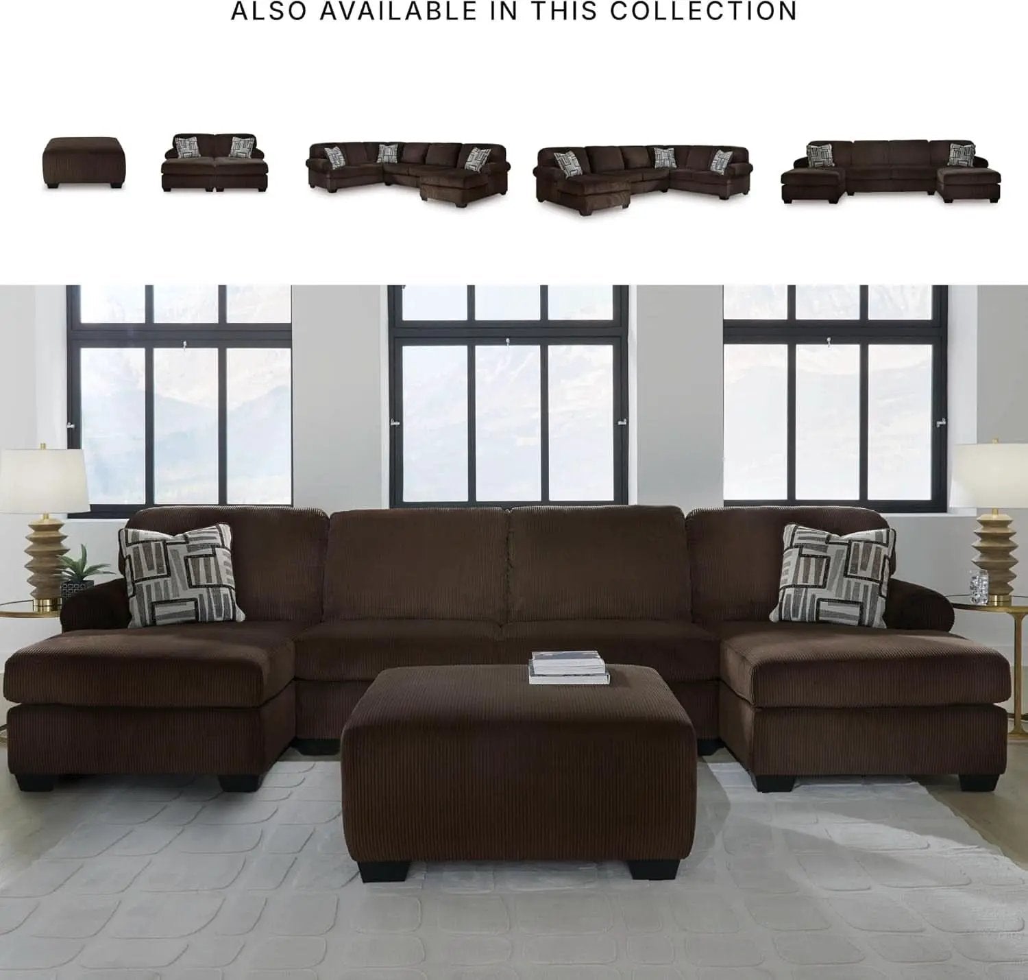 Ottoman Dark Brown Textured Stripe Statement Piece from PriceLows™