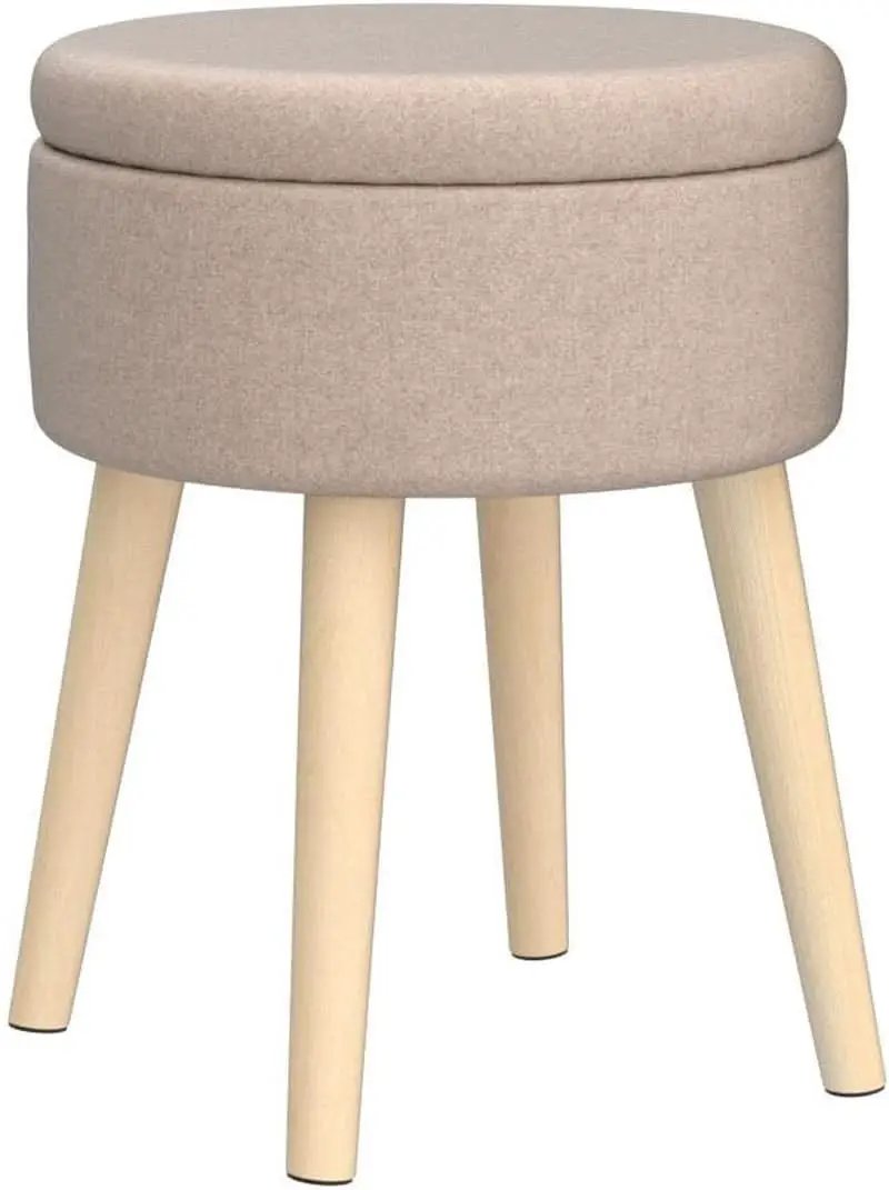Khaki Linen Storage Velvet Upholstered Ottoman With Tray from PriceLows™
