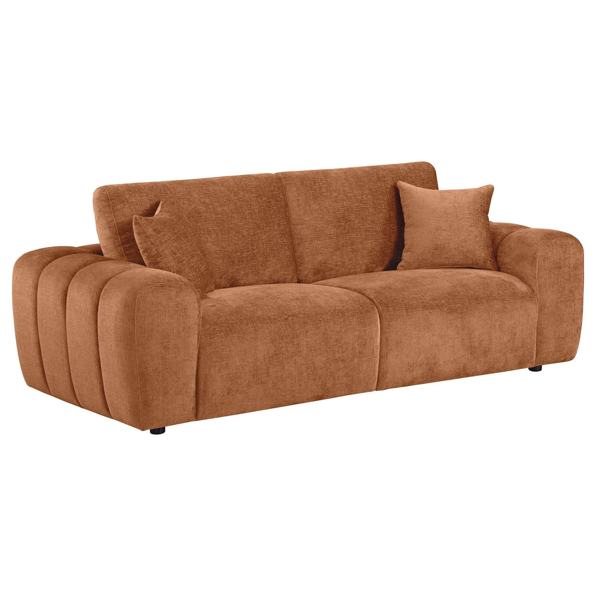 Burnett 2-piece Chenille Upholstered Sofa Set | 2-Piece Set | Rubberwood & Engineered Wood | Burnt Orange