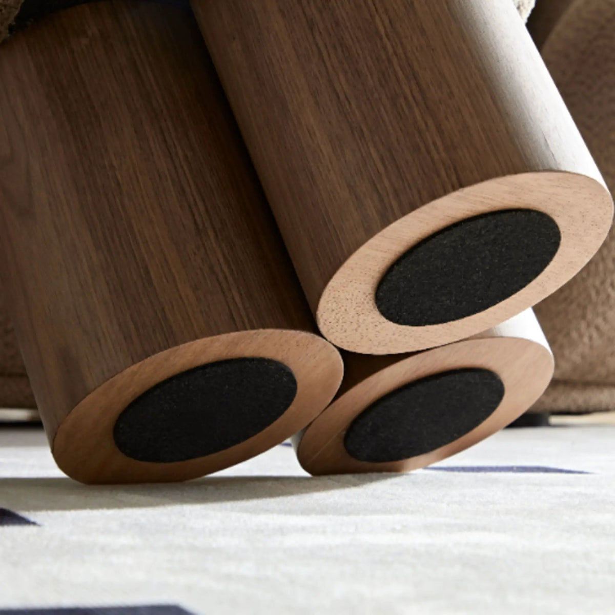 Mushroom Stool With Cushion | Greige Cushion | Wooden Barrel Base | 15.75 Inch Height
