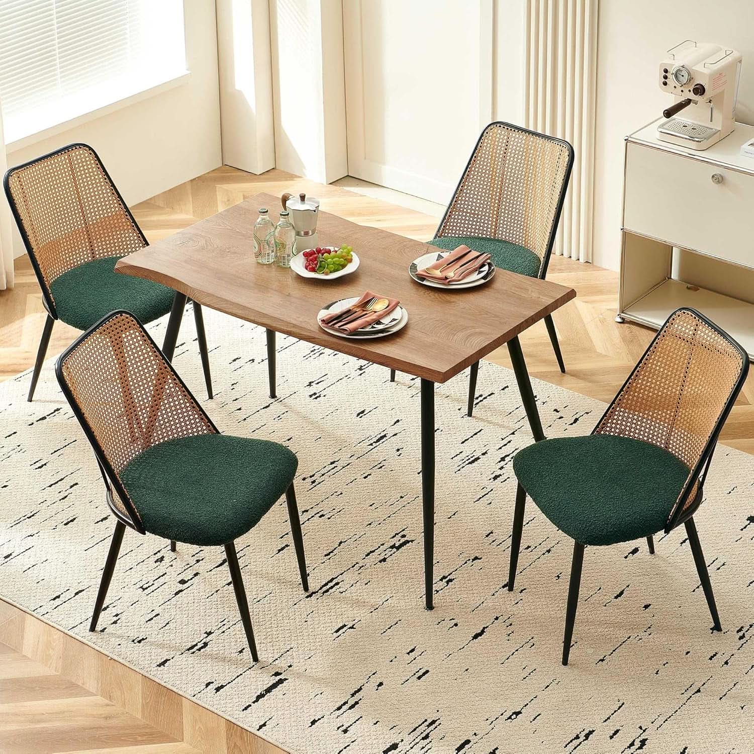 Elegant Walnut Finish 47 Inches Dining Table Set Four from PriceLows™