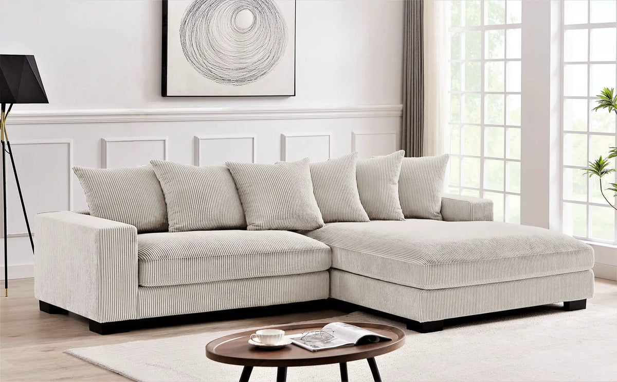 Luxe Oversized Sectional Sofa | 2 Piece L Shaped Couch | Chaise Included | Deep-Seated Design