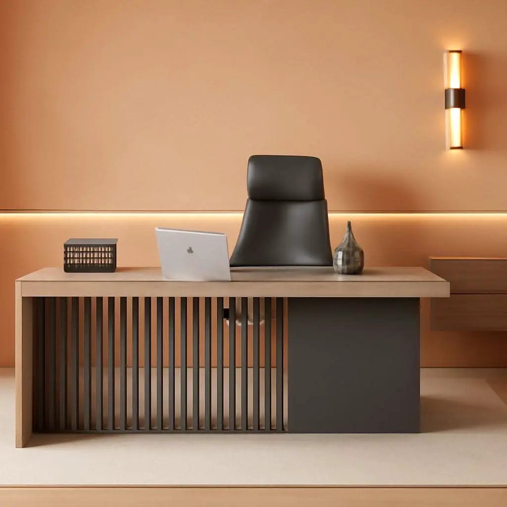 63 Inch Executive Office Desk Stainless Steel Frame from PriceLows™