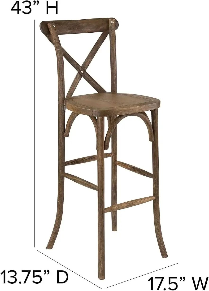 Dark Antique Wood Cross Back Barstools Set of Two from PriceLows™