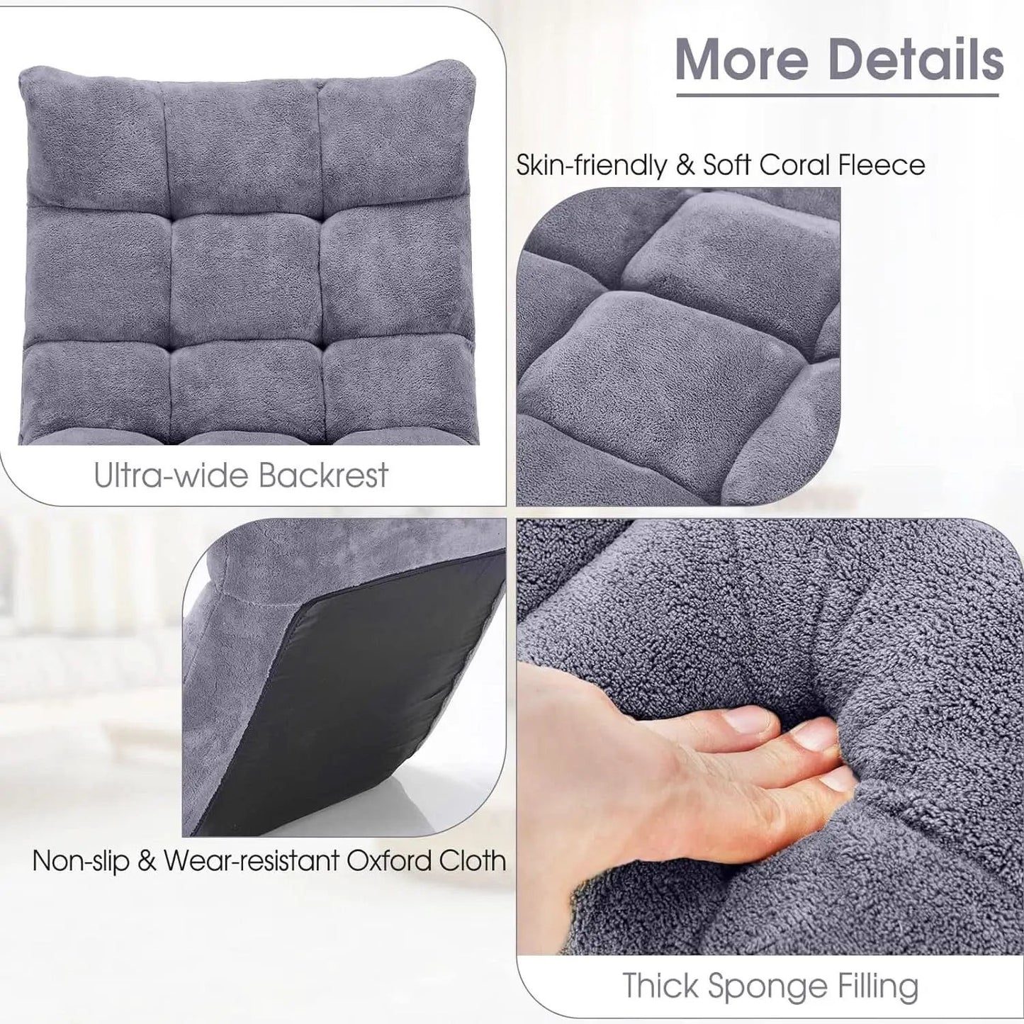 Grey Floor Chair With Back Support 14 Position Adjustable from PriceLows™