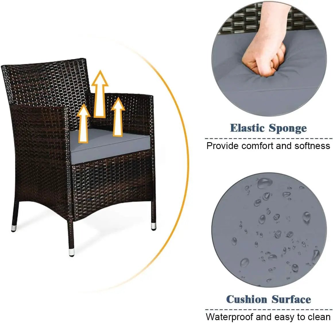 Elegant Four-Piece Rattan Patio Set with Soft Cushions from PriceLows™