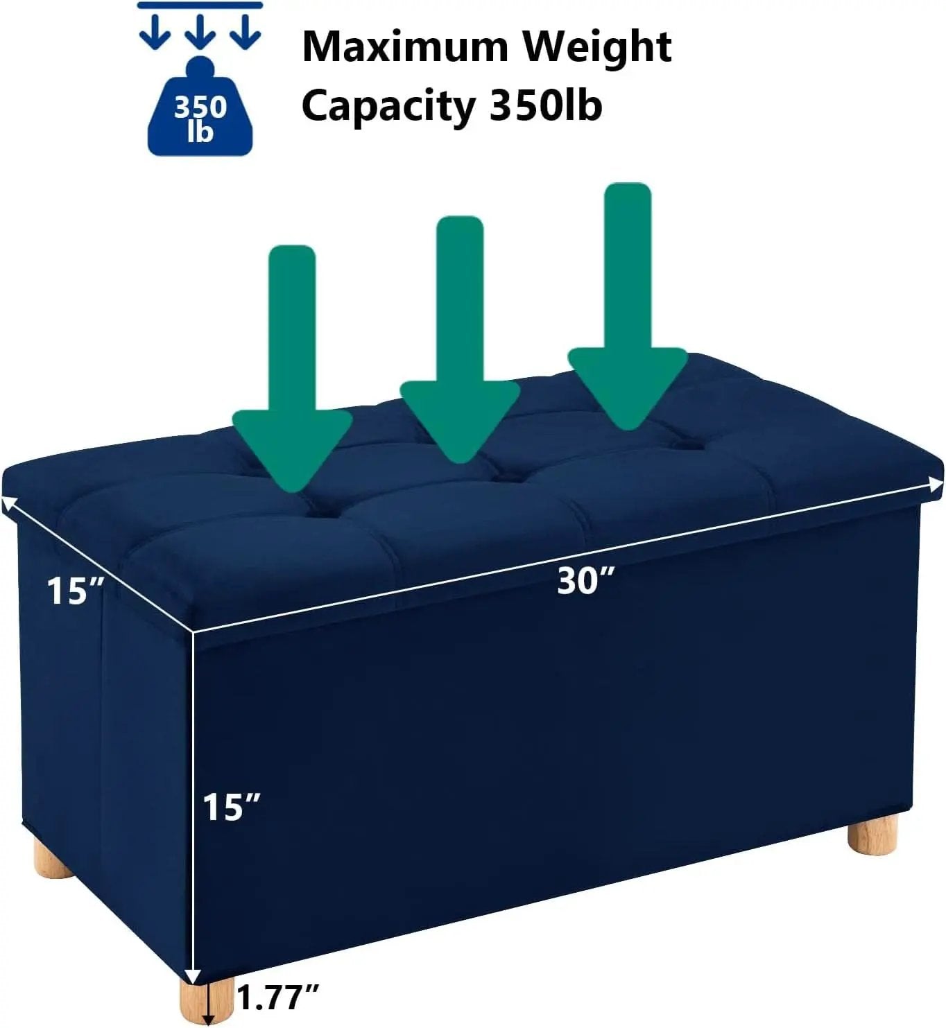 30 Inch Multifunctional Folding Storage Ottoman Navy from PriceLows™