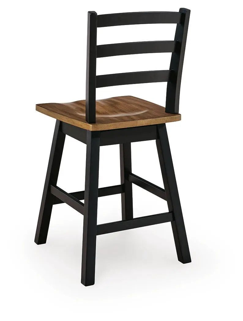 Wildenauer Swivel Stool | Set Of 2 | Butcher-Block Style Seat | Farmhouse Motif