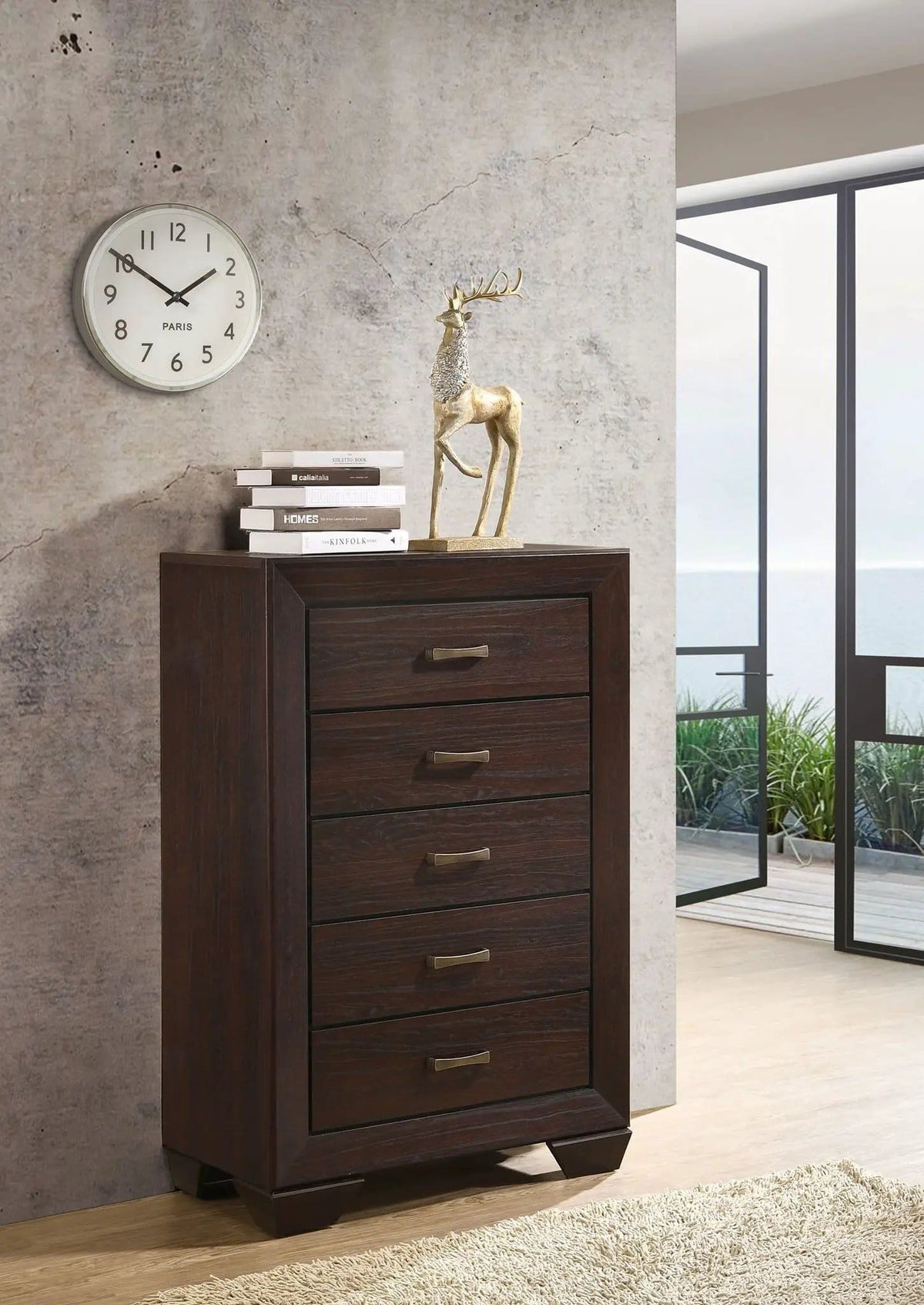 Kauffman 5-drawer Bedroom Chest Dark Cocoa | 33 x 16.5 x 50.5 in | 5-Drawer | Bedroom